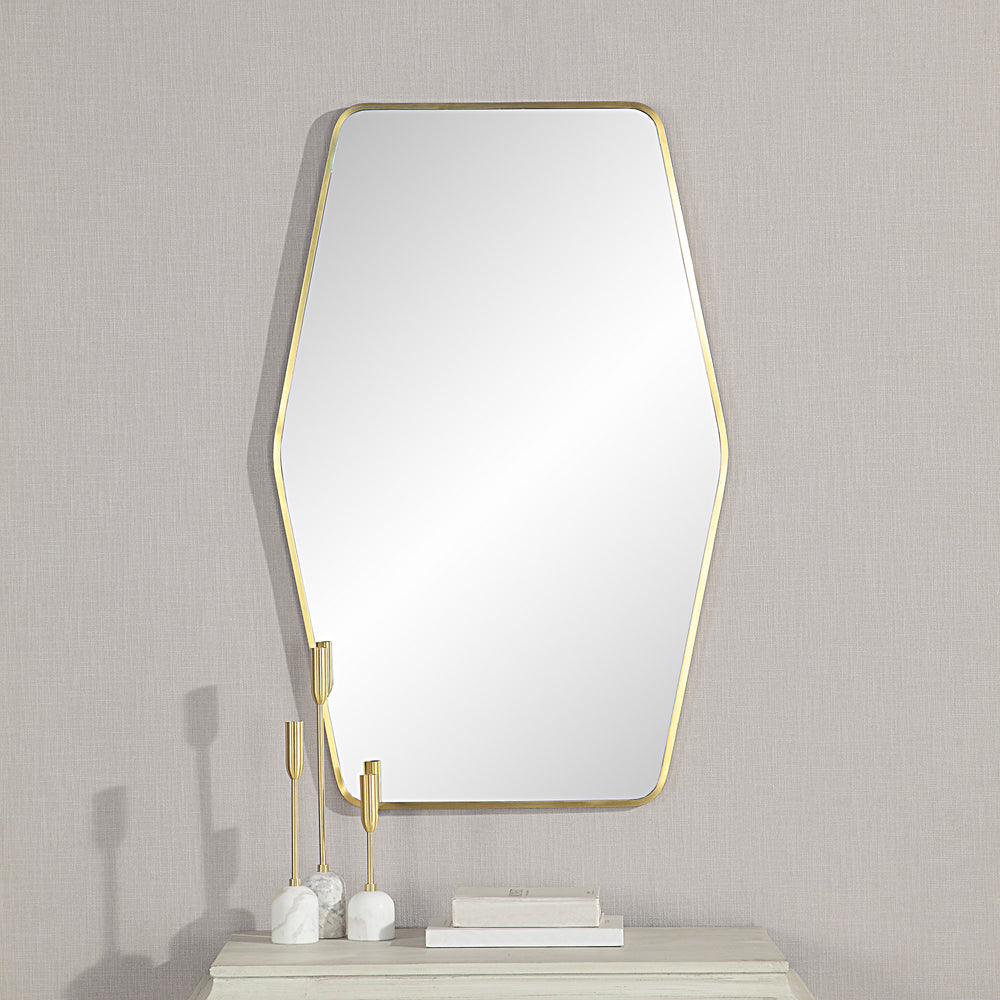 Mocha 40" Tall Rectangular Mirror, Satin Brass - Lifestyle Image - MT2625