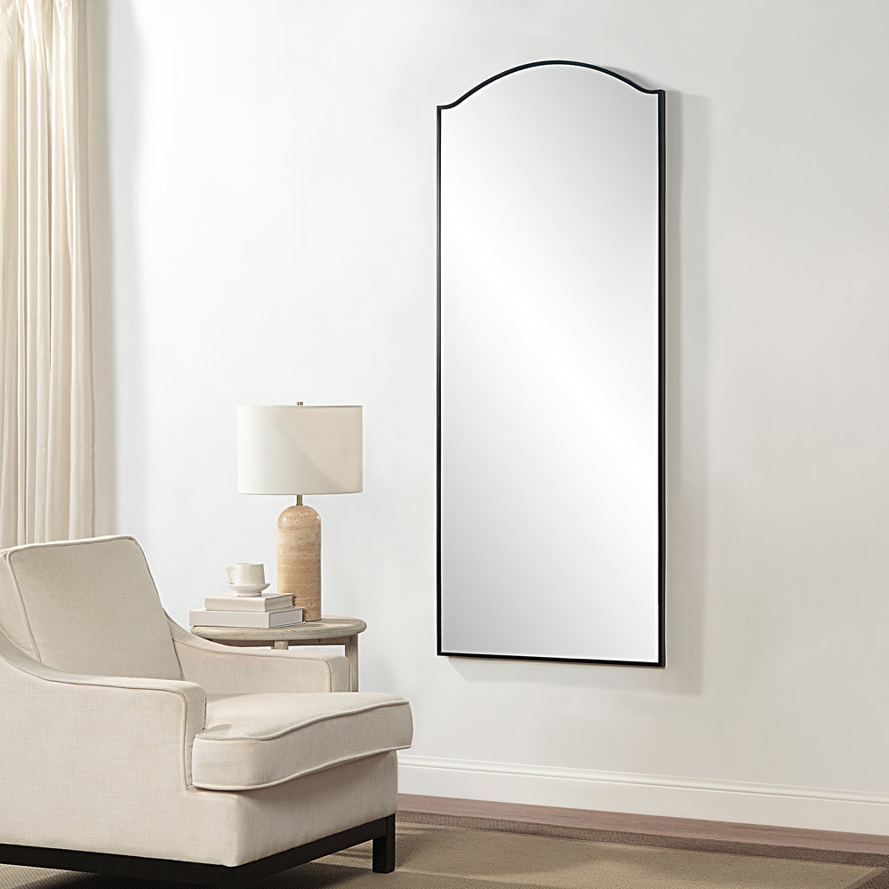 Balina 72" Tall Rectangular Arch Mirror, Matte Black - Lifestyle Image - MT2643