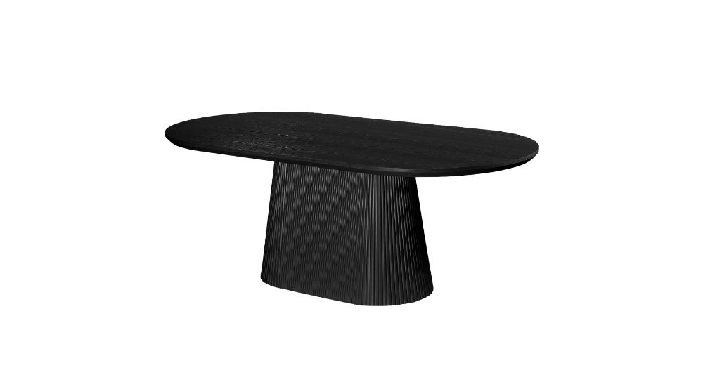 Tovas and Caspian 7pc Dining Set - Black Table and Dark Walnut Chairs