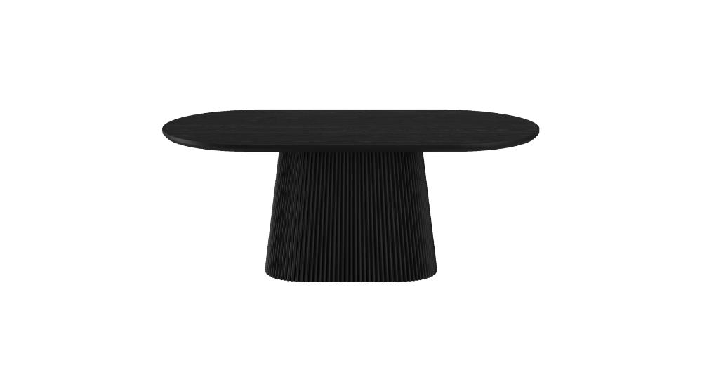 Tovas and Caspian 7pc Dining Set - Black Table and Dark Walnut Chairs