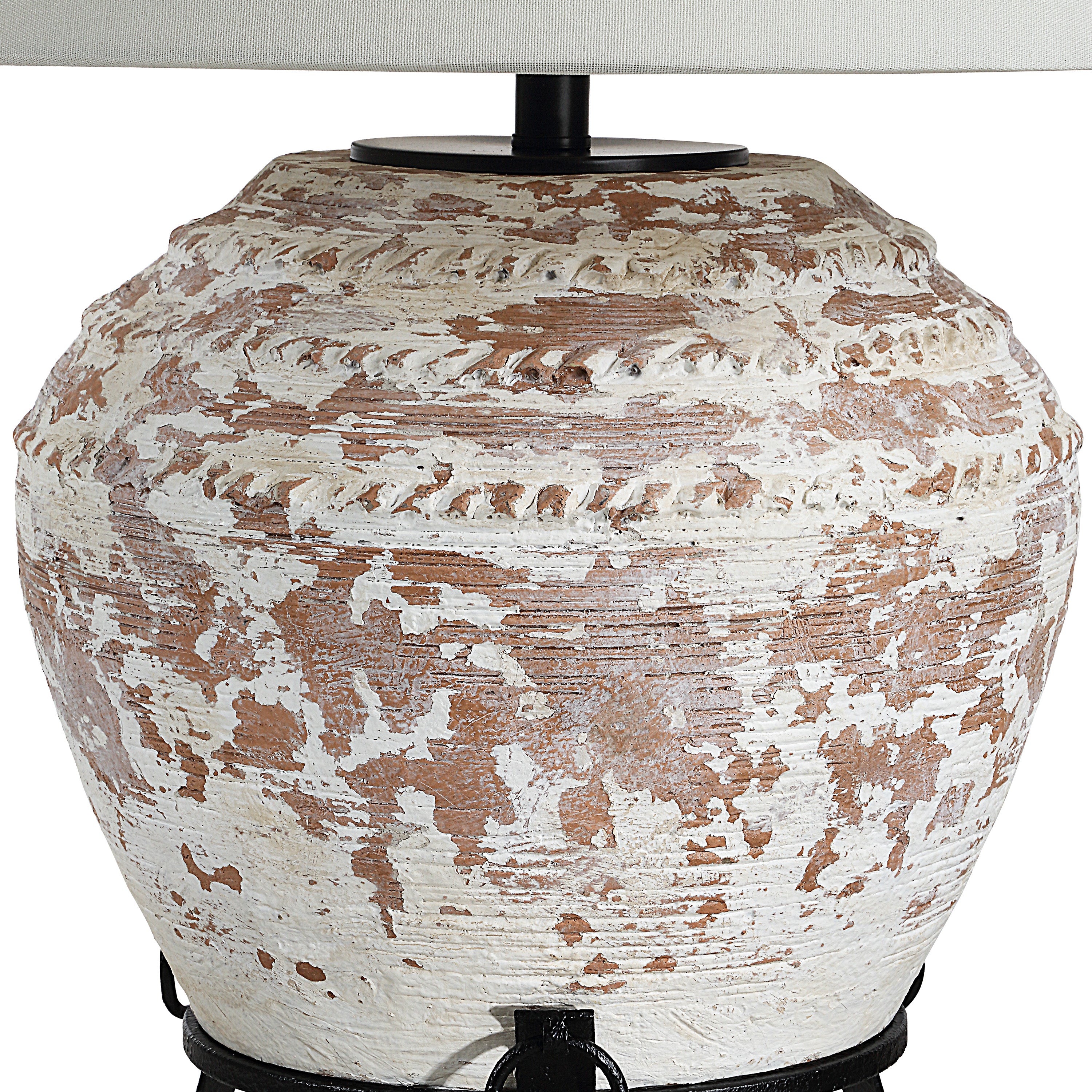 Silis 29.5" Height Table Lamps, Textured Ceramic (Off White And Brown) - Detail Image - LPT1375EV