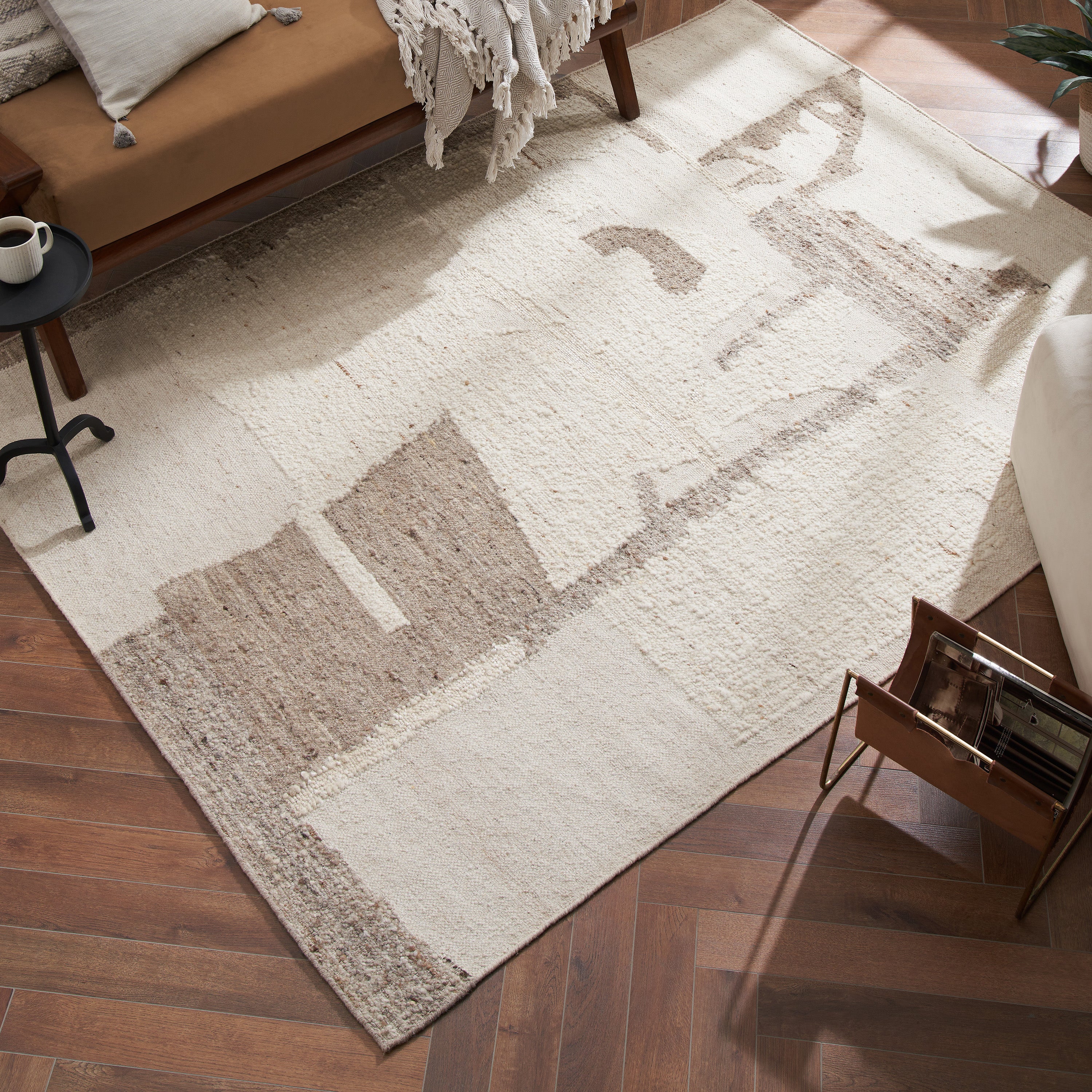 Grace 7'10" x 10'2"" ft Handwoven Indoor Rug, Ivory/ Stone - Lifestyle Image - RGRA-21161-810
