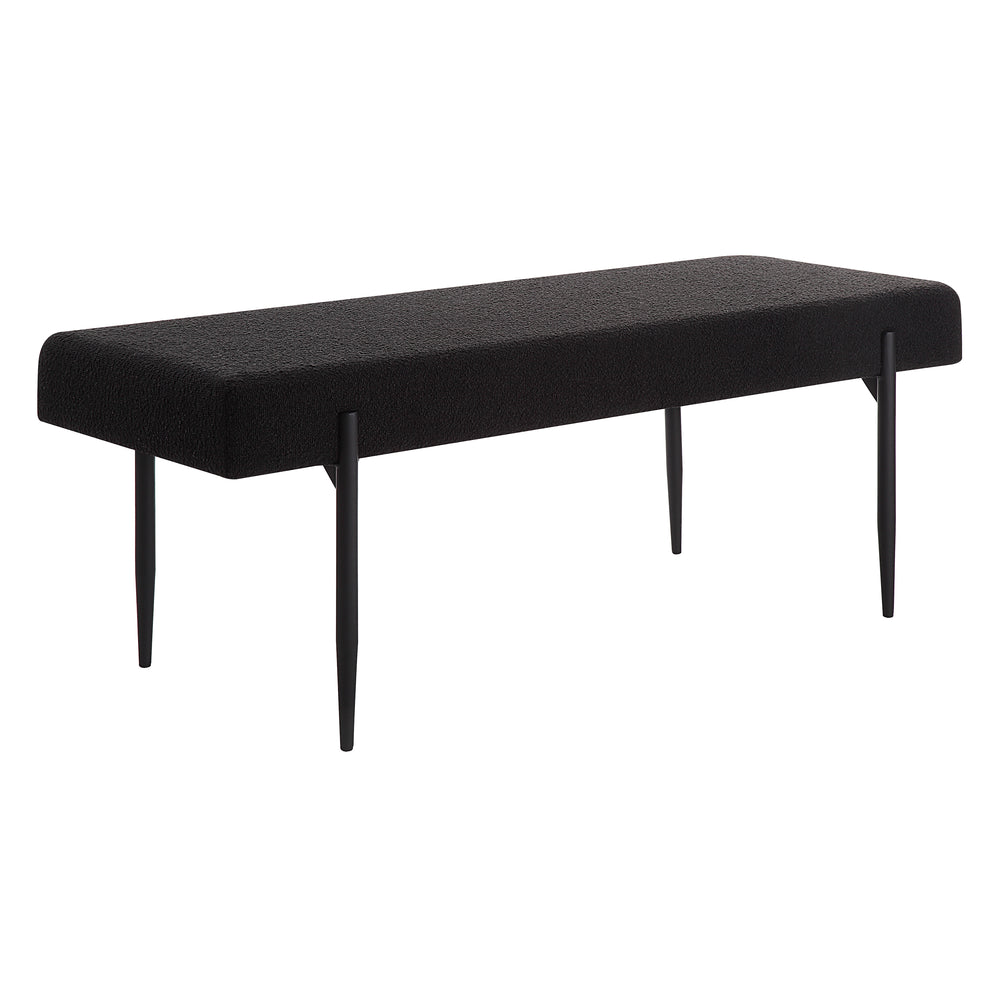 Lowe Indoor Boucle Bench, Black - Angle Image - CHA100