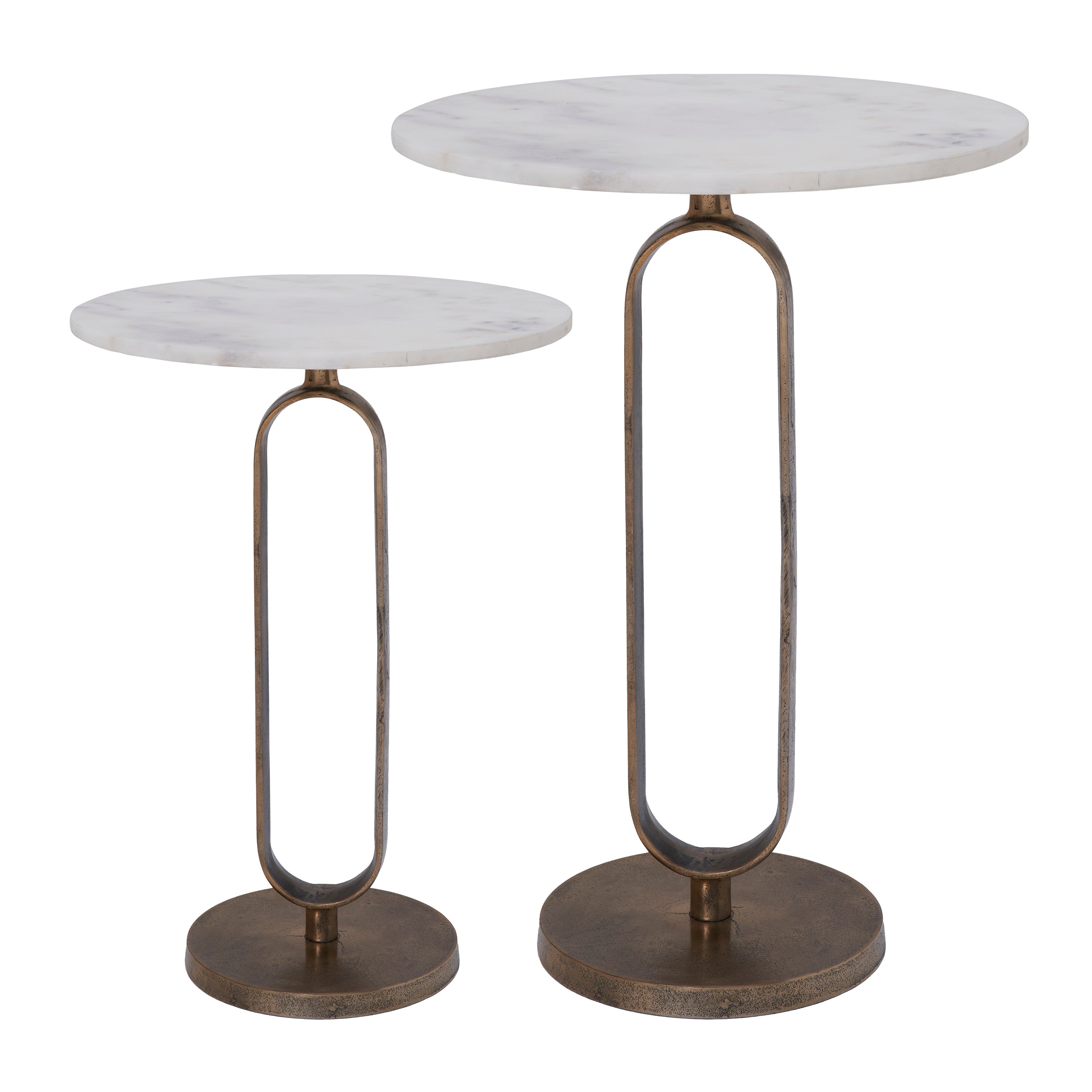 Irene Indoor Cast Aluminum Side Table, Antique Brass - Main Image - TA473