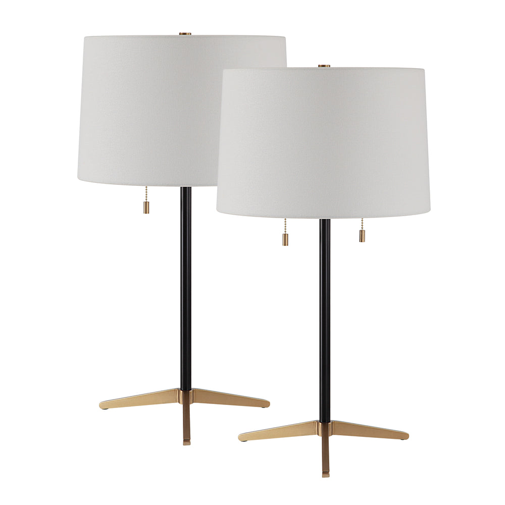 Orono 25" Tall Matte Black Iron Table Lamp with Tapered Linen Shade (Set of 2) - Main Image - LPT1265-SET2