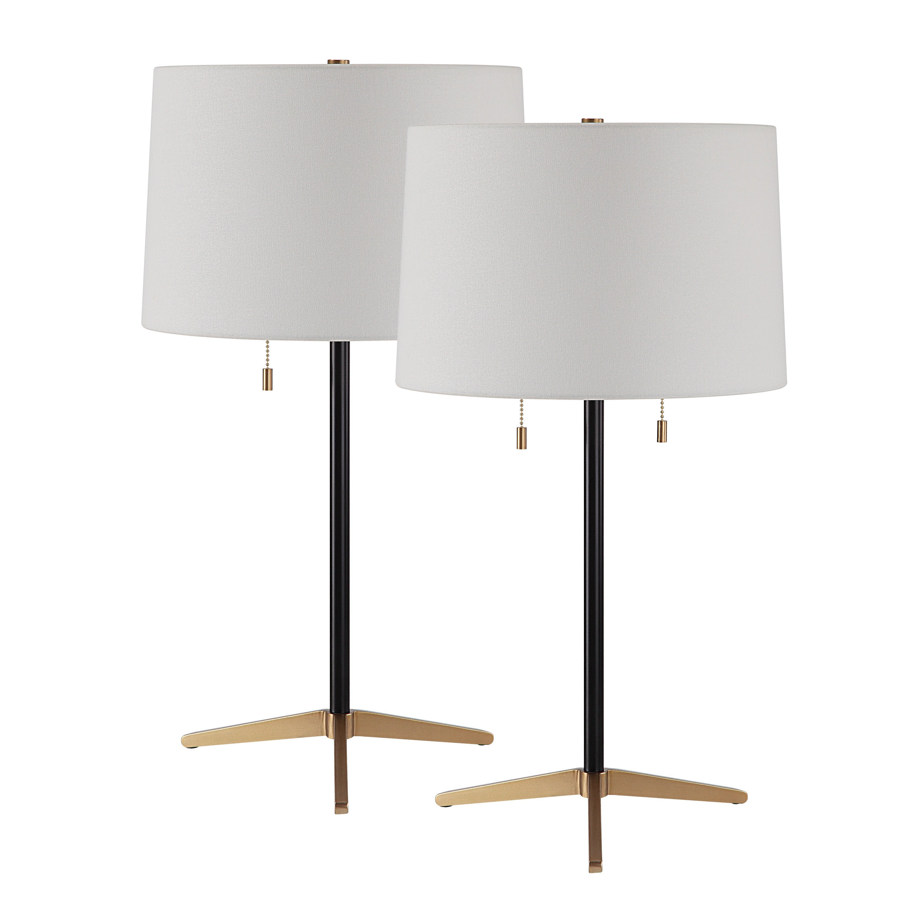 Orono 25" Tall Matte Black Iron Table Lamp with Tapered Linen Shade (Set of 2) - Main Image - LPT1265-SET2