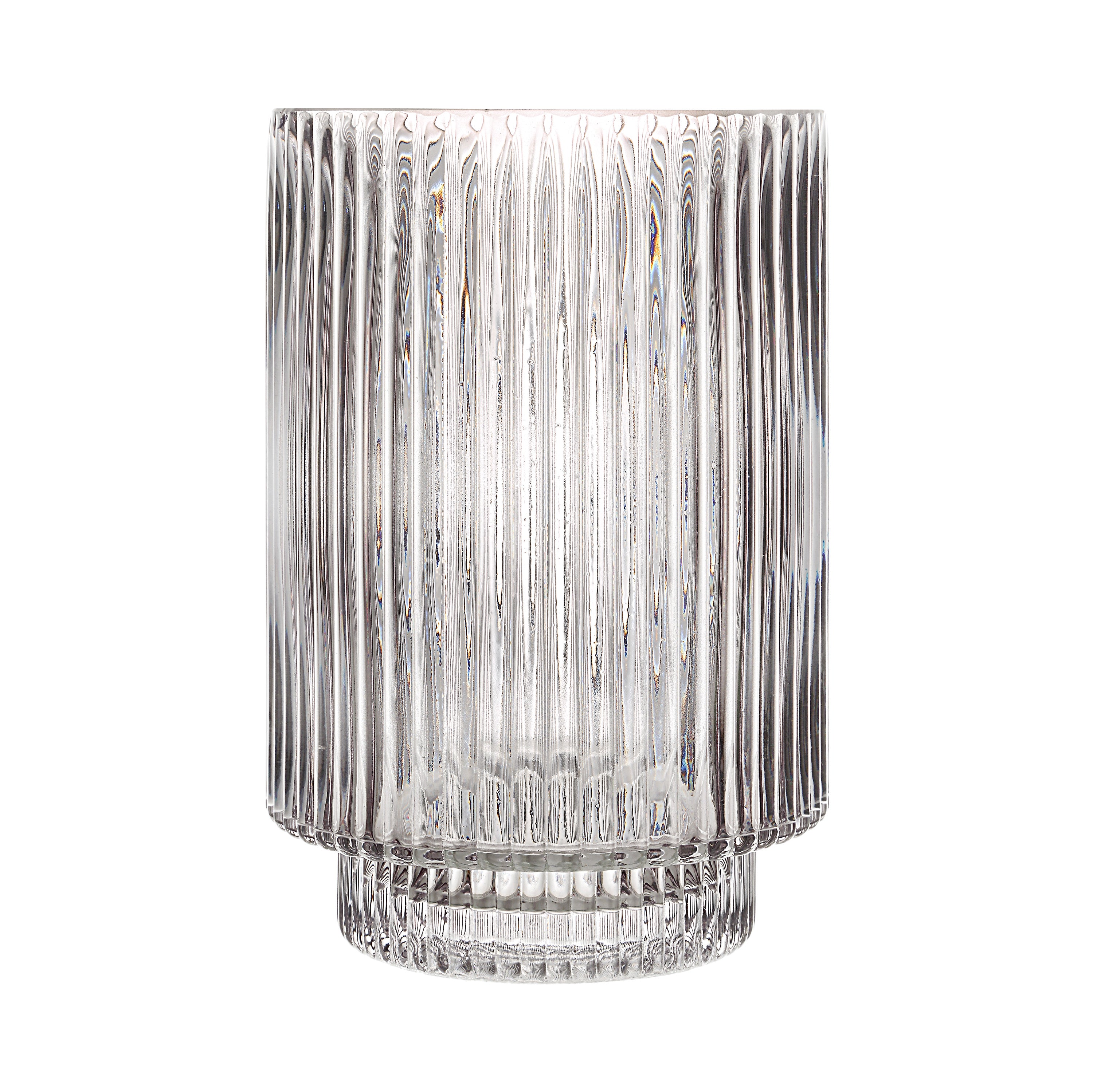 Amiens Indoor Mouth Blown Glass Glass Vase, Grey Fluted - Angle Image - VAS287
