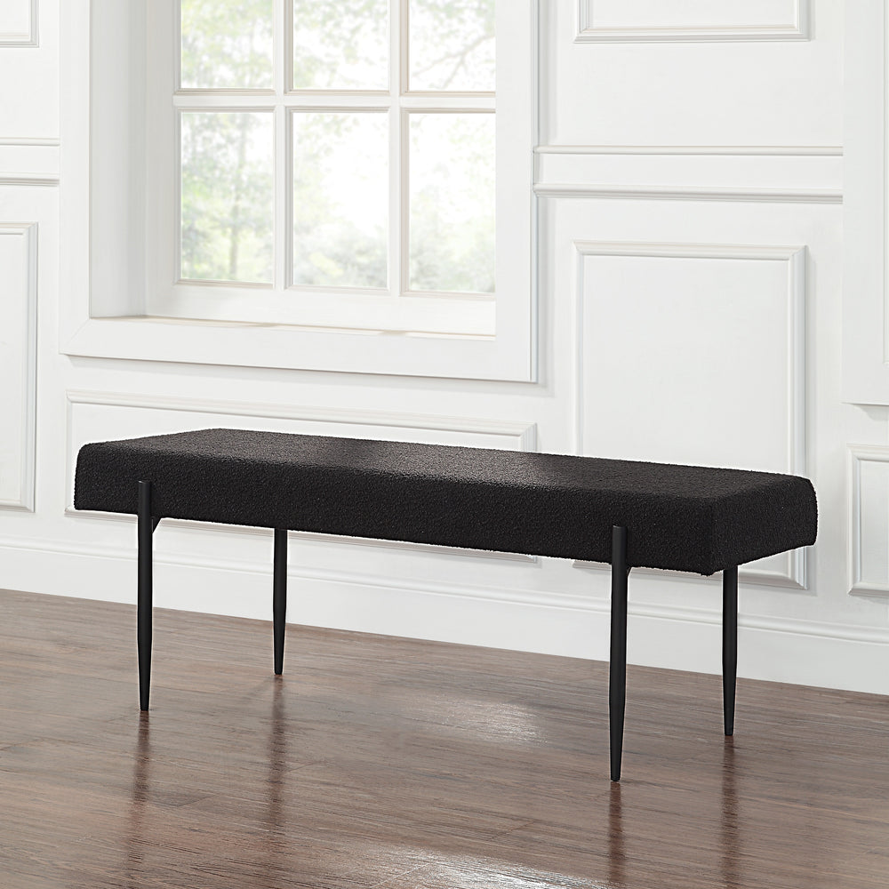 Lowe Indoor Boucle Bench, Black - Lifestyle Image - CHA100