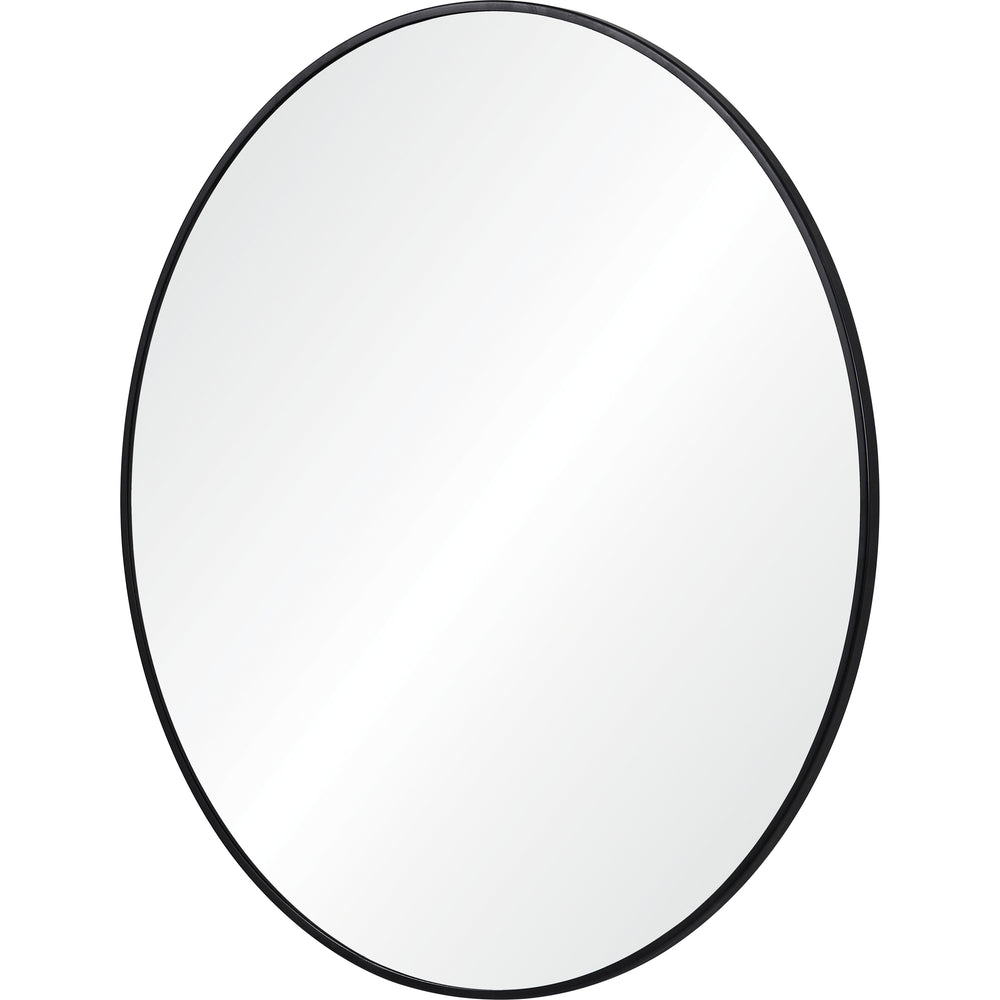 Claribel 30" Tall Round Wall Mirror, Black - Angle Image - MT2414