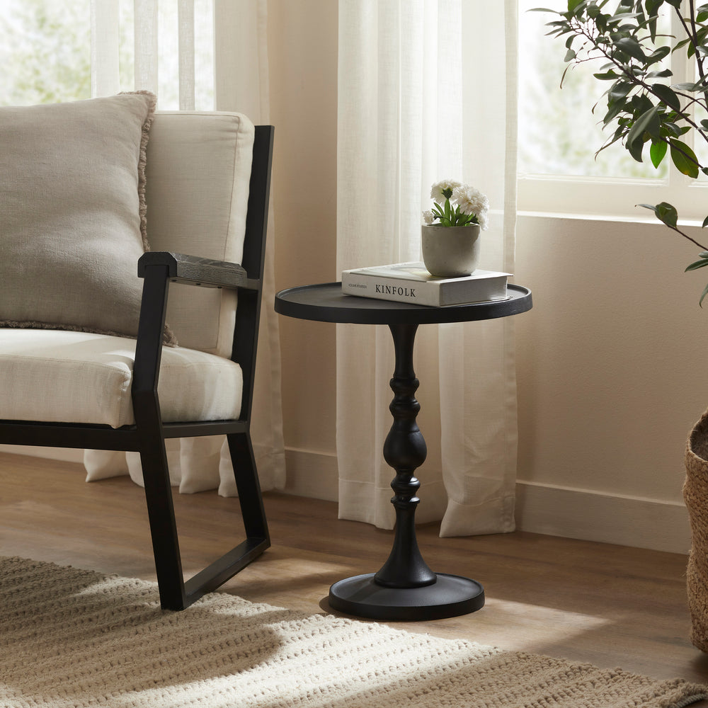 Yates Indoor Cast Aluminum Side Table, Matte Black - Lifestyle Image - TA490