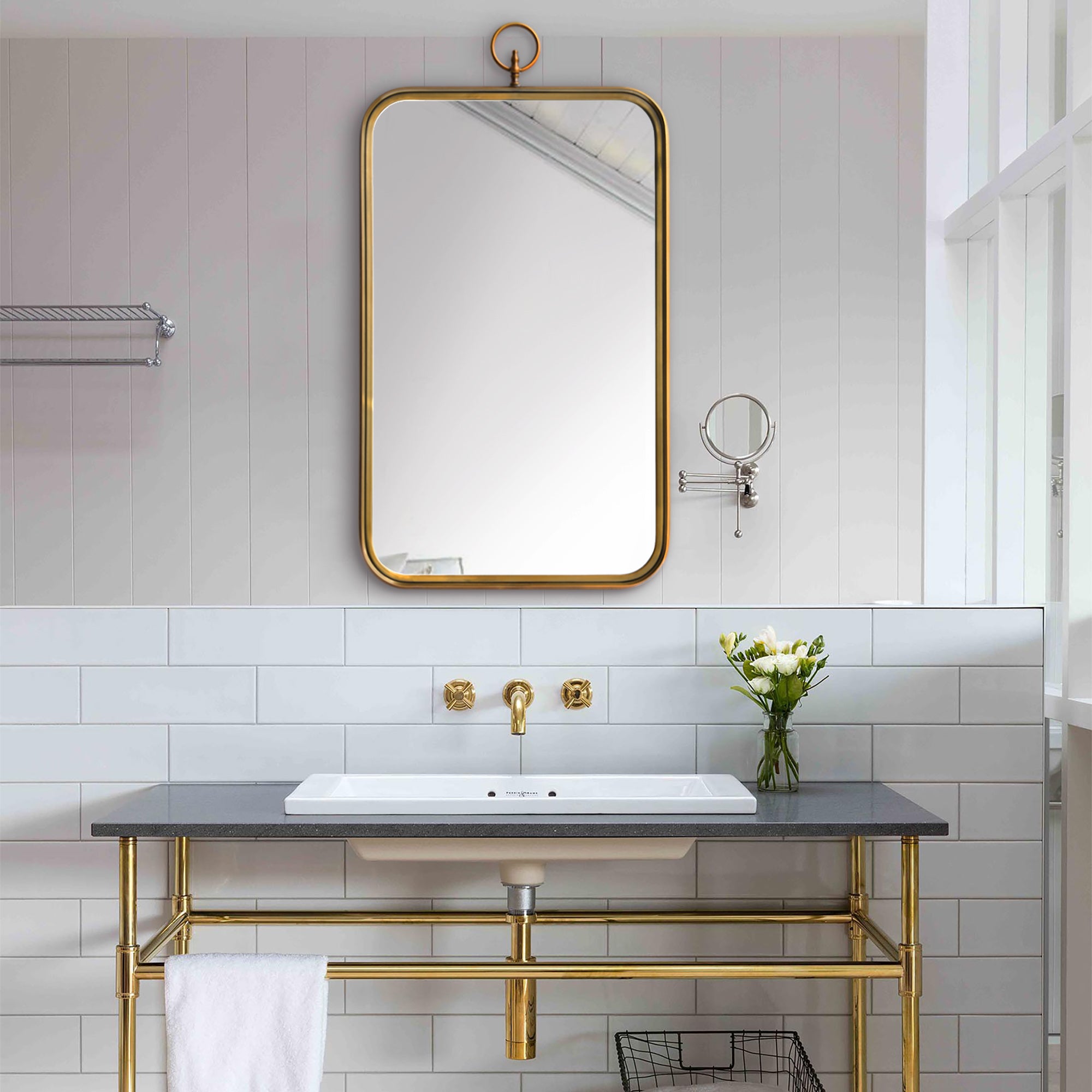 Coburg 39.5" Tall Rectangle Wall Mirror, Yellow - Lifestyle Image - MT1508