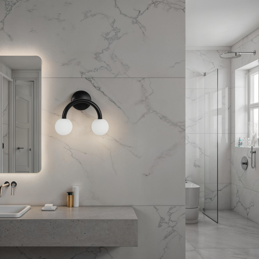 Santo 10.5" Height Wall Sconces, Matte Black - Lifestyle Image - WS171