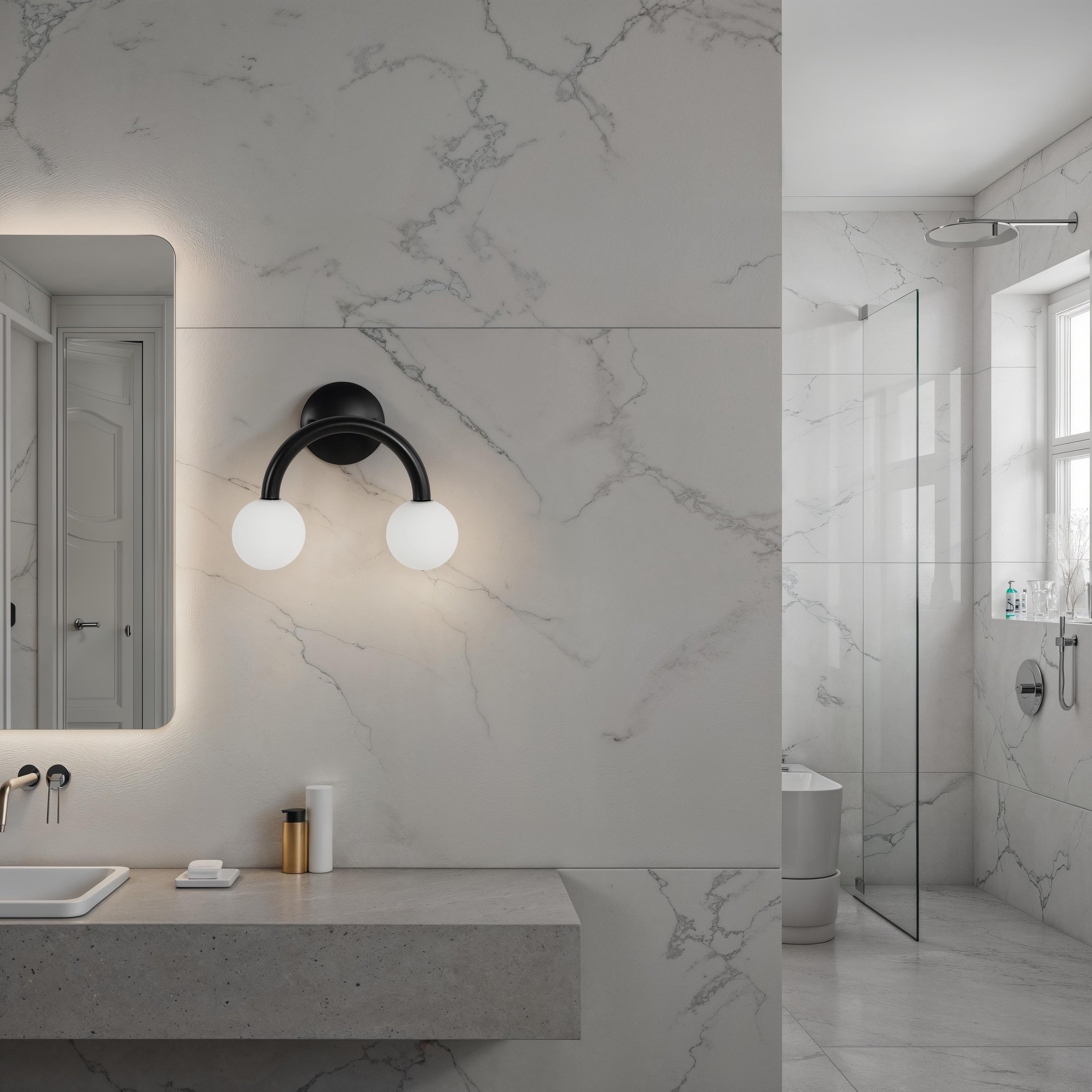 Santo 10.5" Height Wall Sconces, Matte Black - Lifestyle Image - WS171