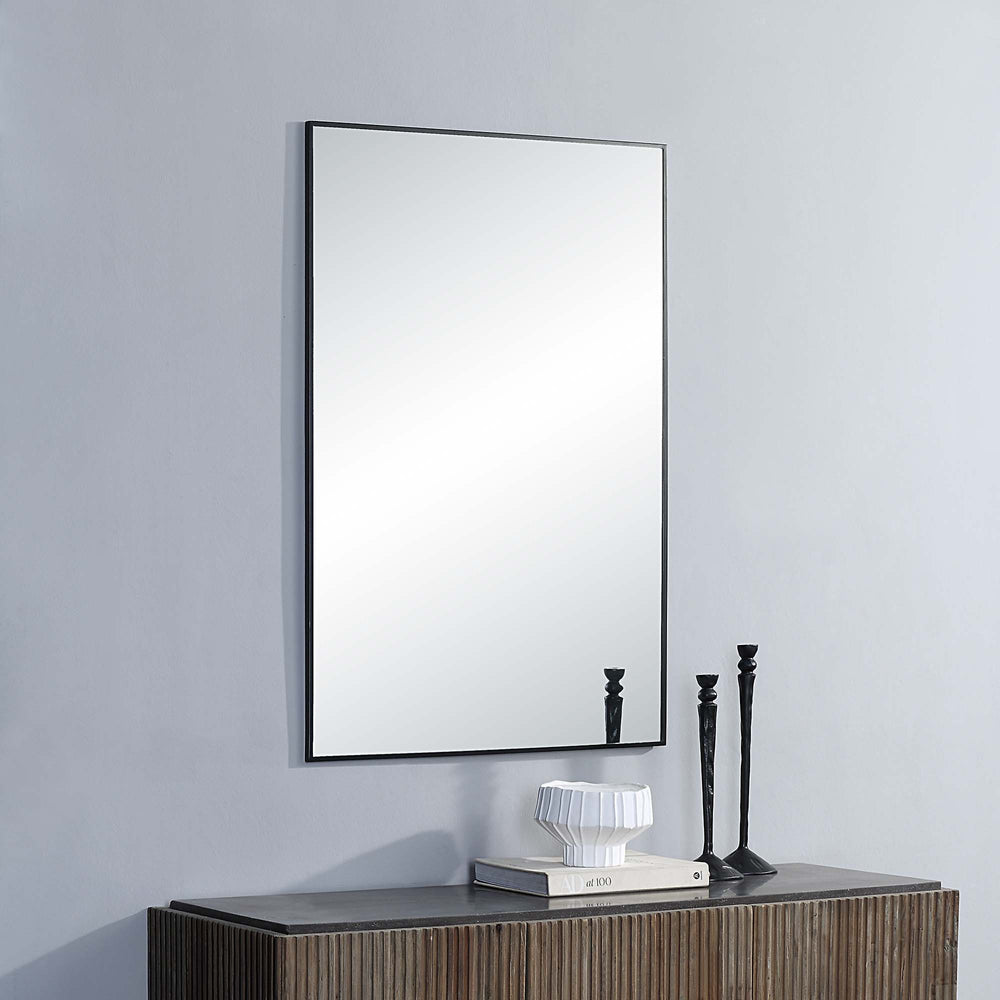 Amara 45" Tall Rectangle Wall Mirror, Black - Lifestyle Image - MT2548