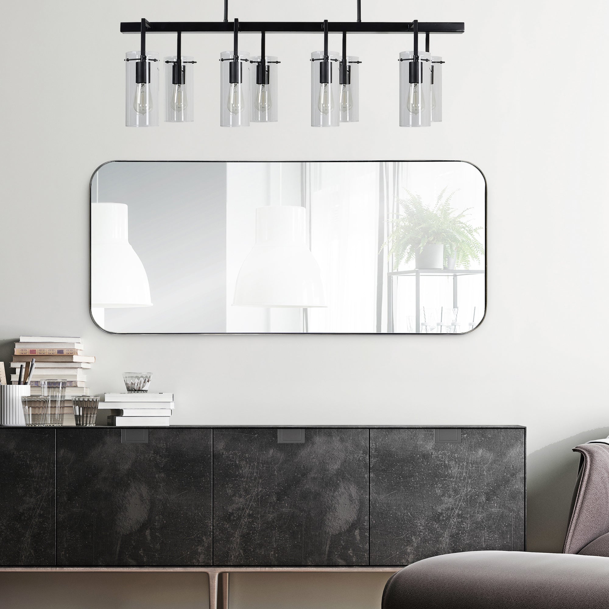 Delphinus 46" Tall Rectangle Wall Mirror, Grey - Additional Image 3 - MT2360