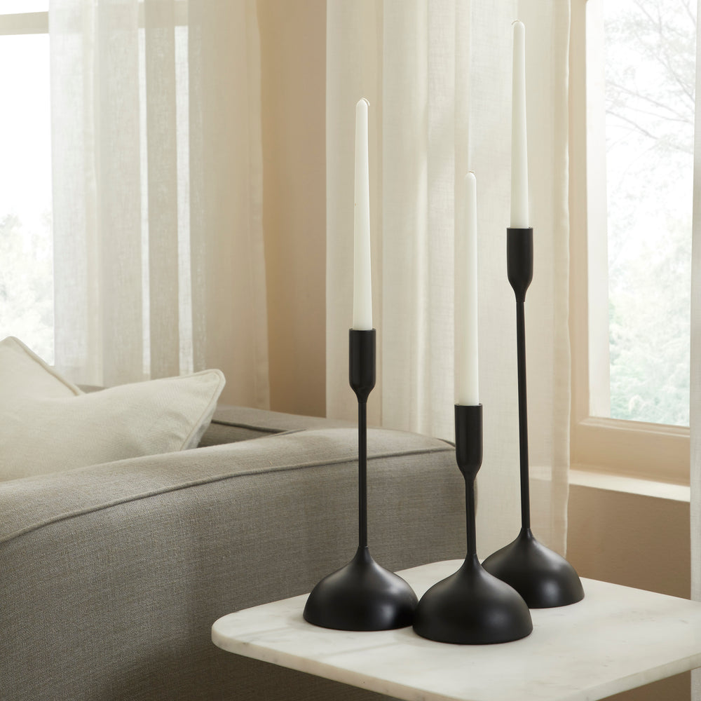 Chambers Indoor Aluminum Set Of 3 Tapered Candle Holder, Matte Black - Lifestyle Image - CAN182
