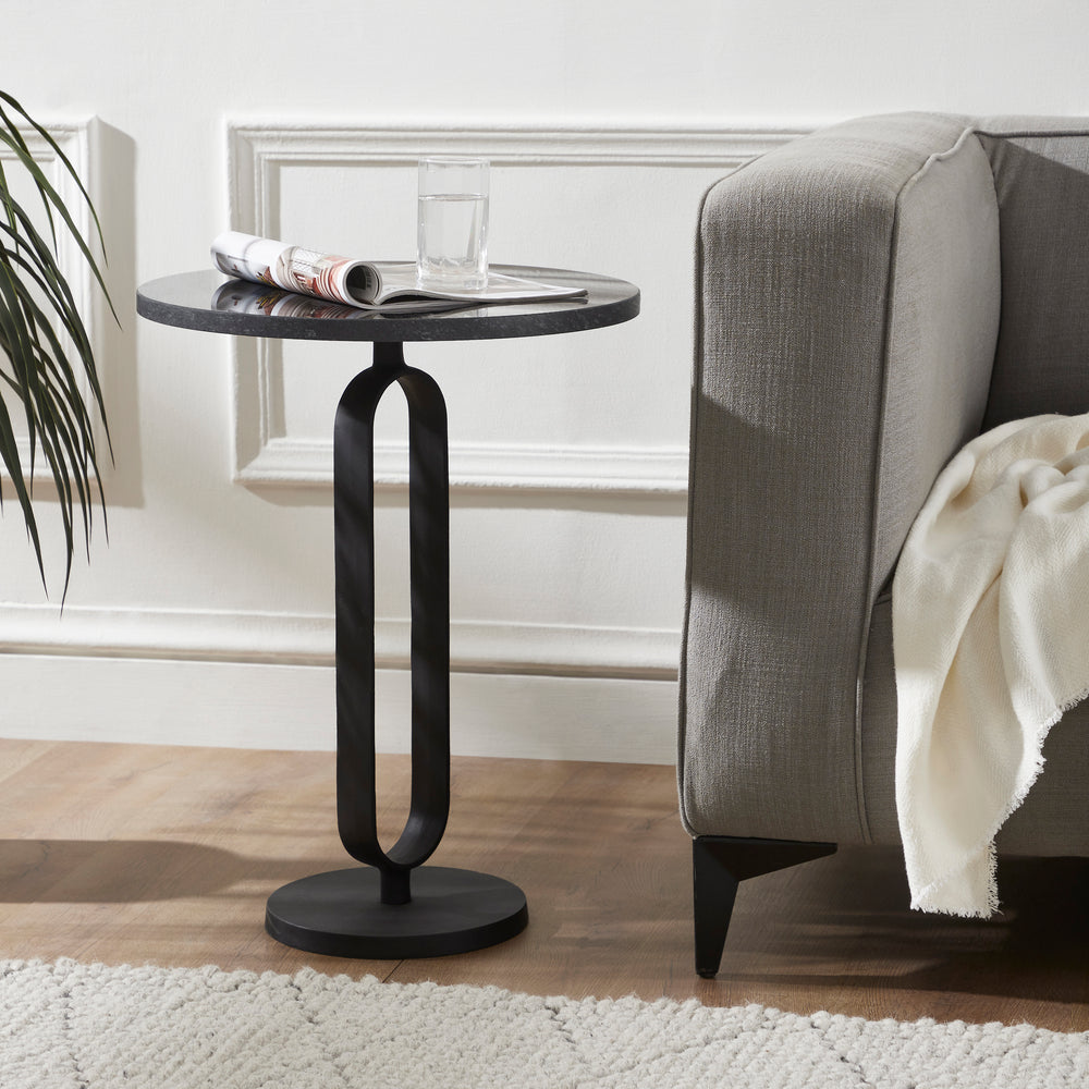 Eryx Indoor Cast Aluminum Side Table, Matte Black - Lifestyle Image - TA472