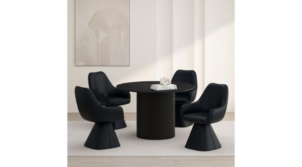 Tovas and Caprese 5pc Dining Set - Black Table and Black Chairs