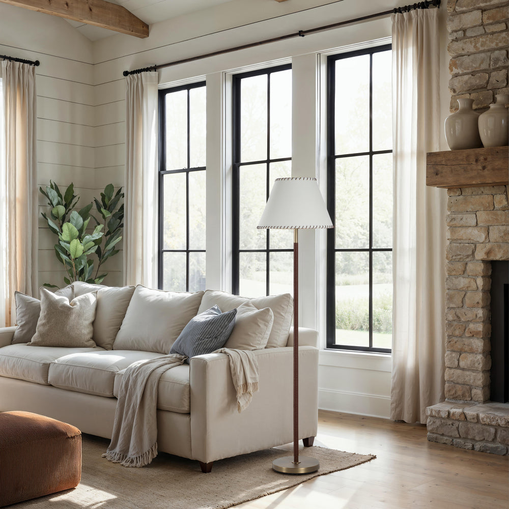 Elea 61.0" Height Floor Lamps, Dark Antique Brushed Brass - White Label Lifestyle Image - LPF3184