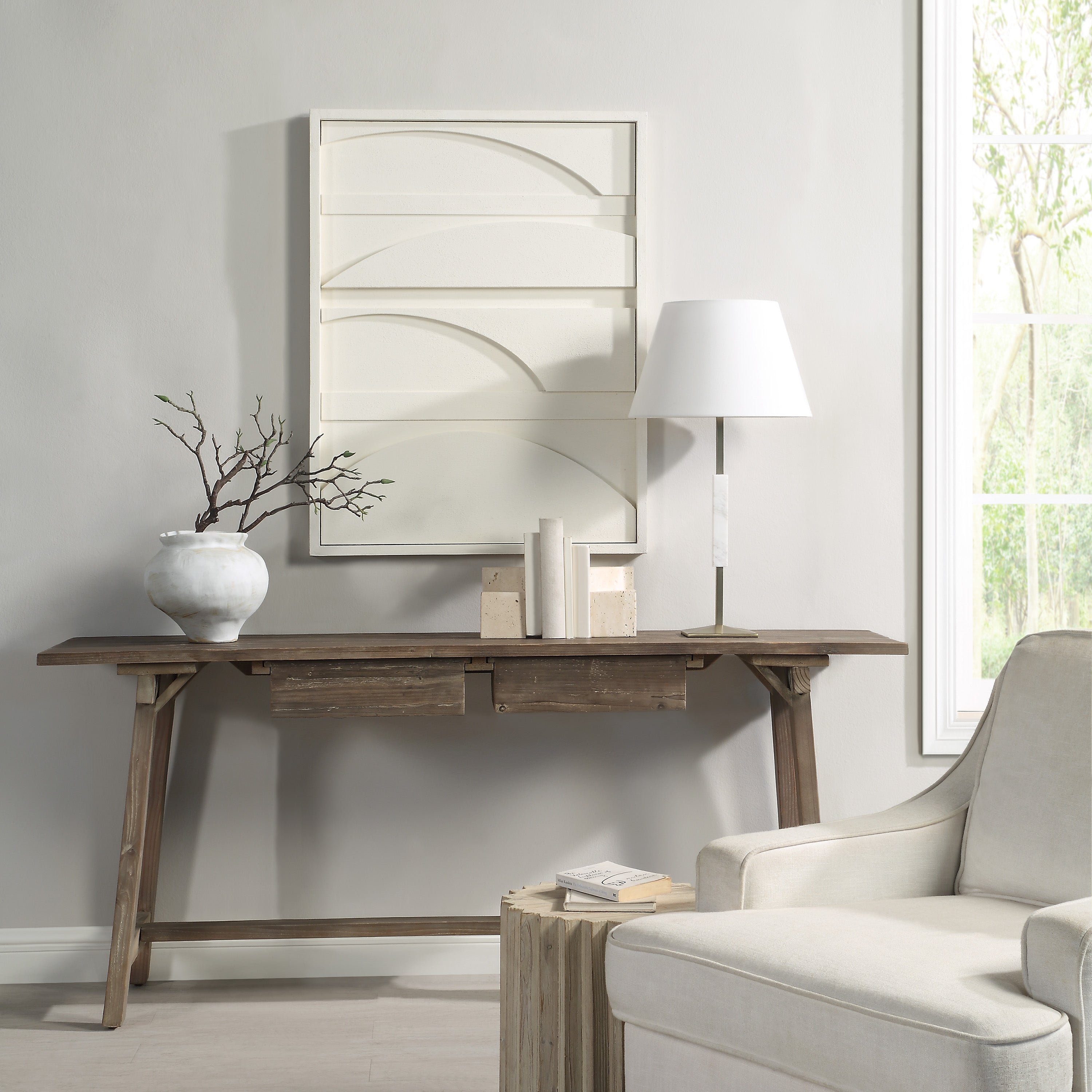 Cadieux 30" Wide Wall Decor, Matte White - Lifestyle Image - W6749