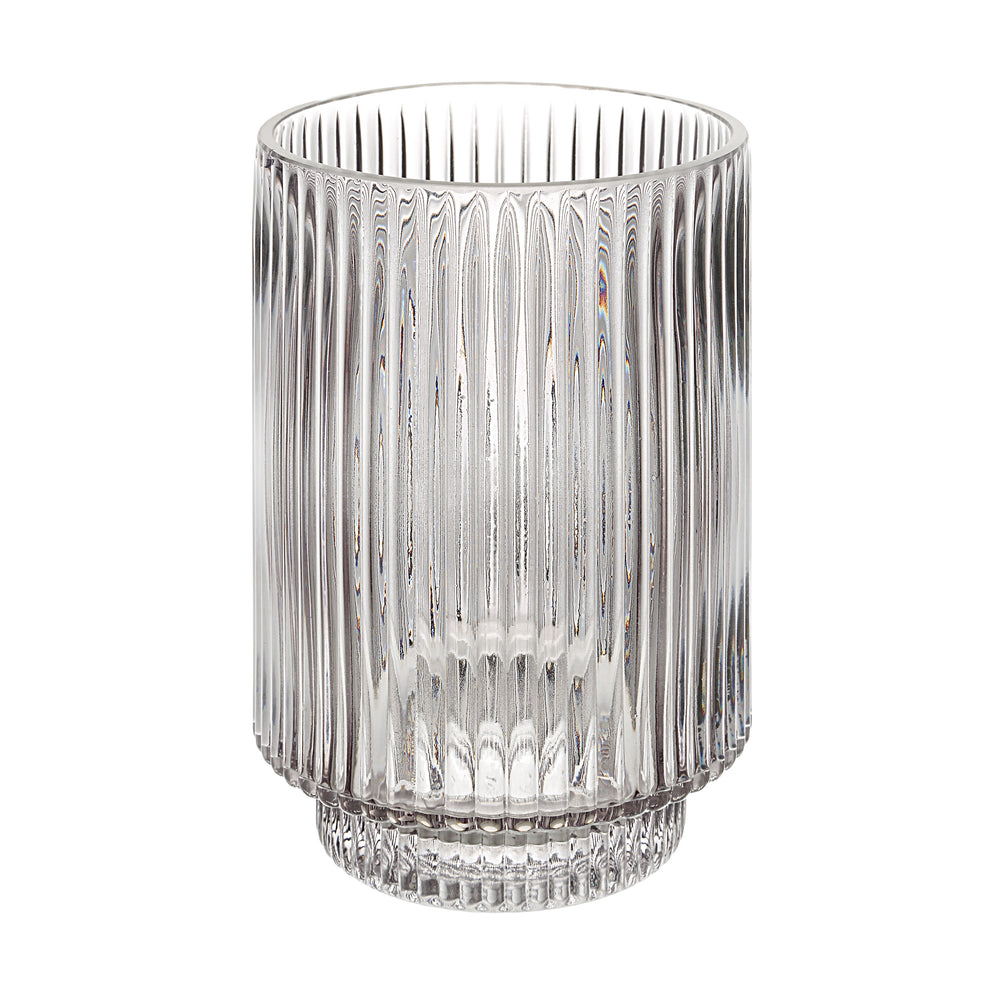 Amiens Indoor Mouth Blown Glass Glass Vase, Grey Fluted - Main Image - VAS287