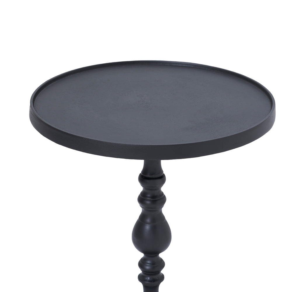 Yates Indoor Cast Aluminum Side Table, Matte Black - Angle Image - TA490