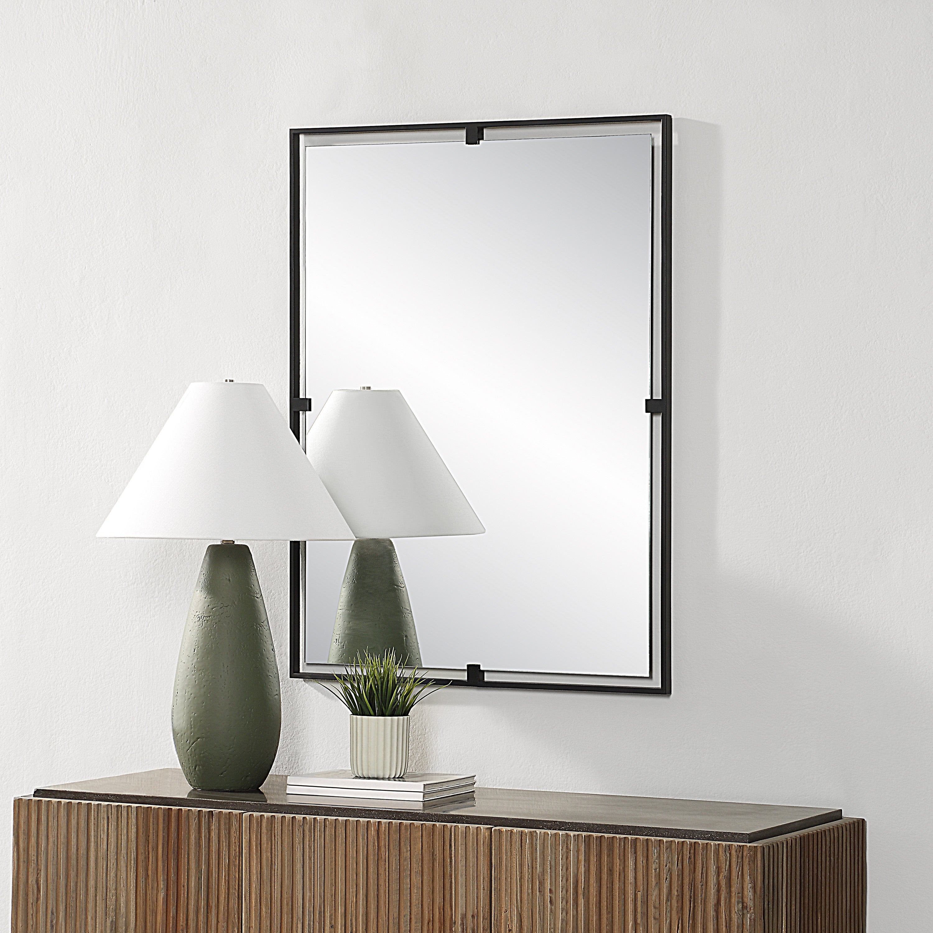 Marco 40" Tall Rectangle Wall Mirror, Black - Lifestyle Image - MT2669