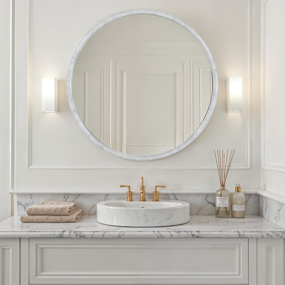 Cento 36" H x 36" W Wall Mirror, White - Lifestyle Image - MT2759
