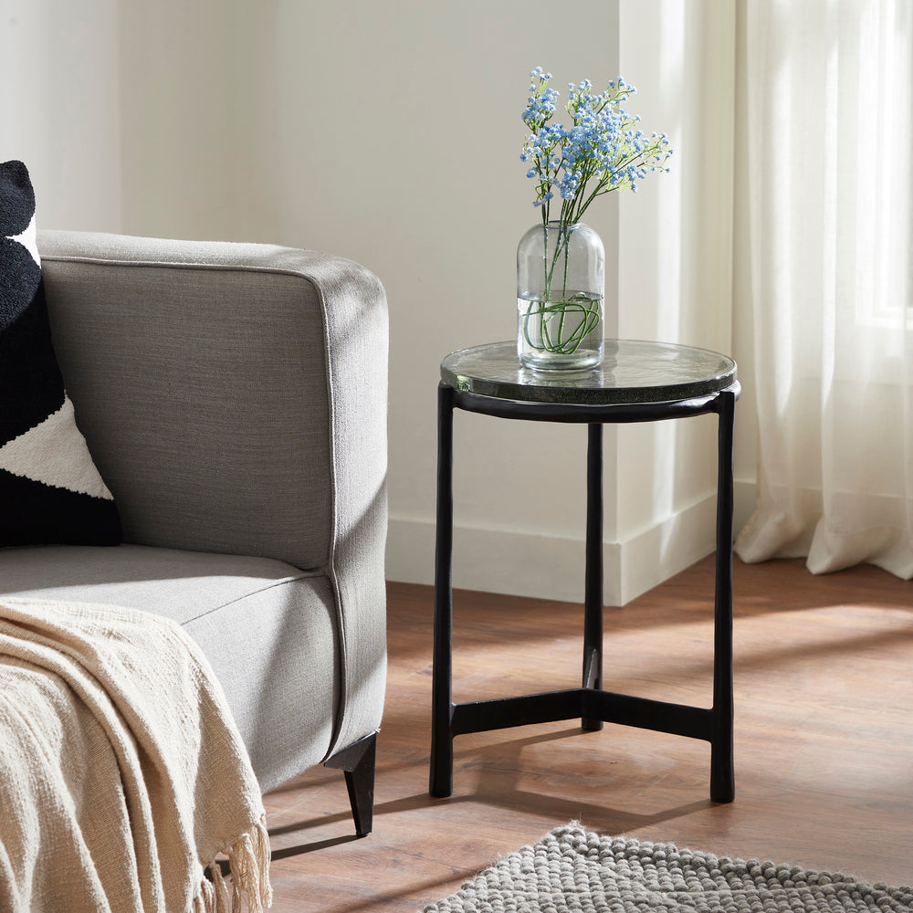 Avila Indoor Cast Aluminum Side Table, Black - Lifestyle Image - TA500