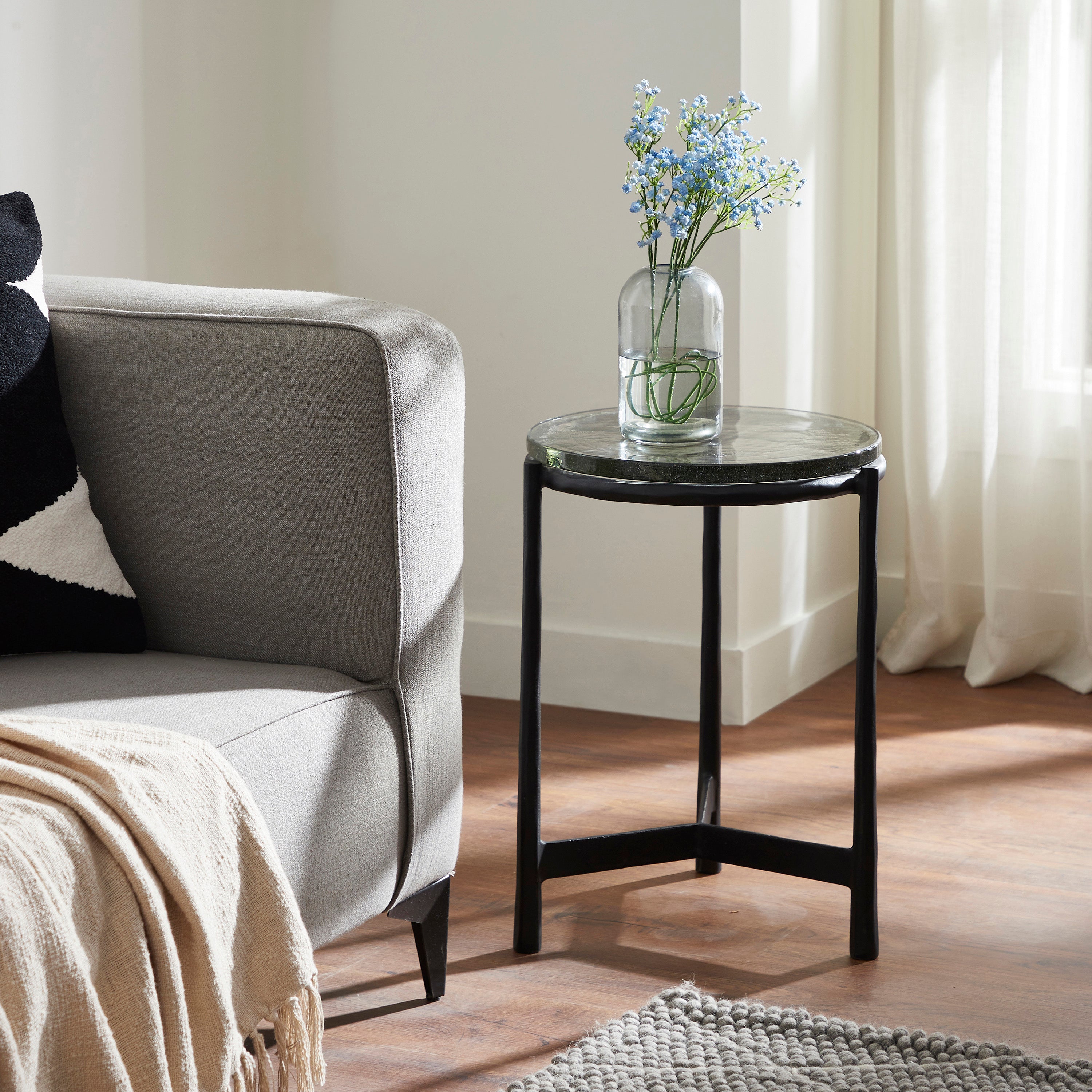 Avila Indoor Cast Aluminum Side Table, Black - Lifestyle Image - TA500