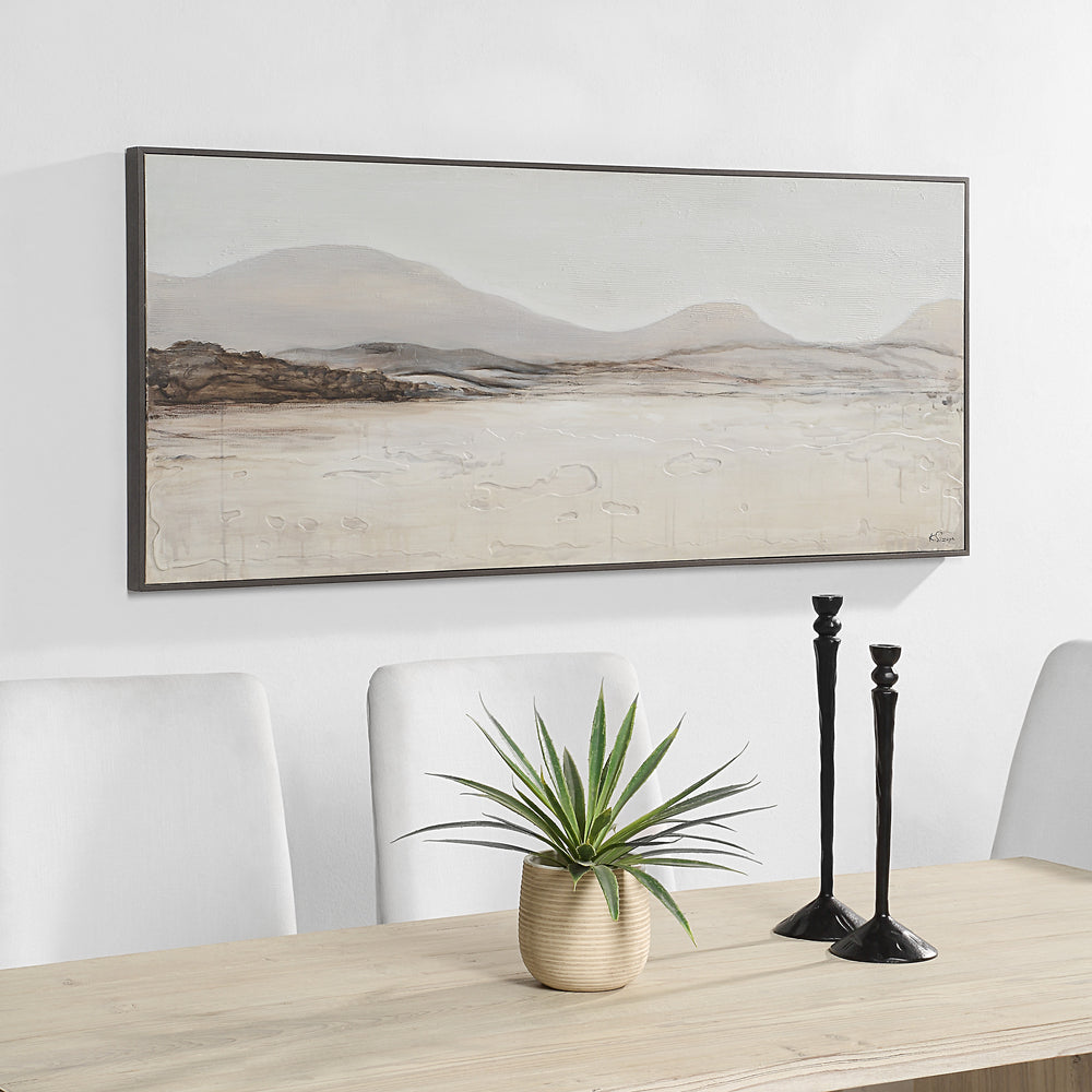 Campania 70" Wide Canvas Art, White, Grey, Beige - Lifestyle Image - OL2175