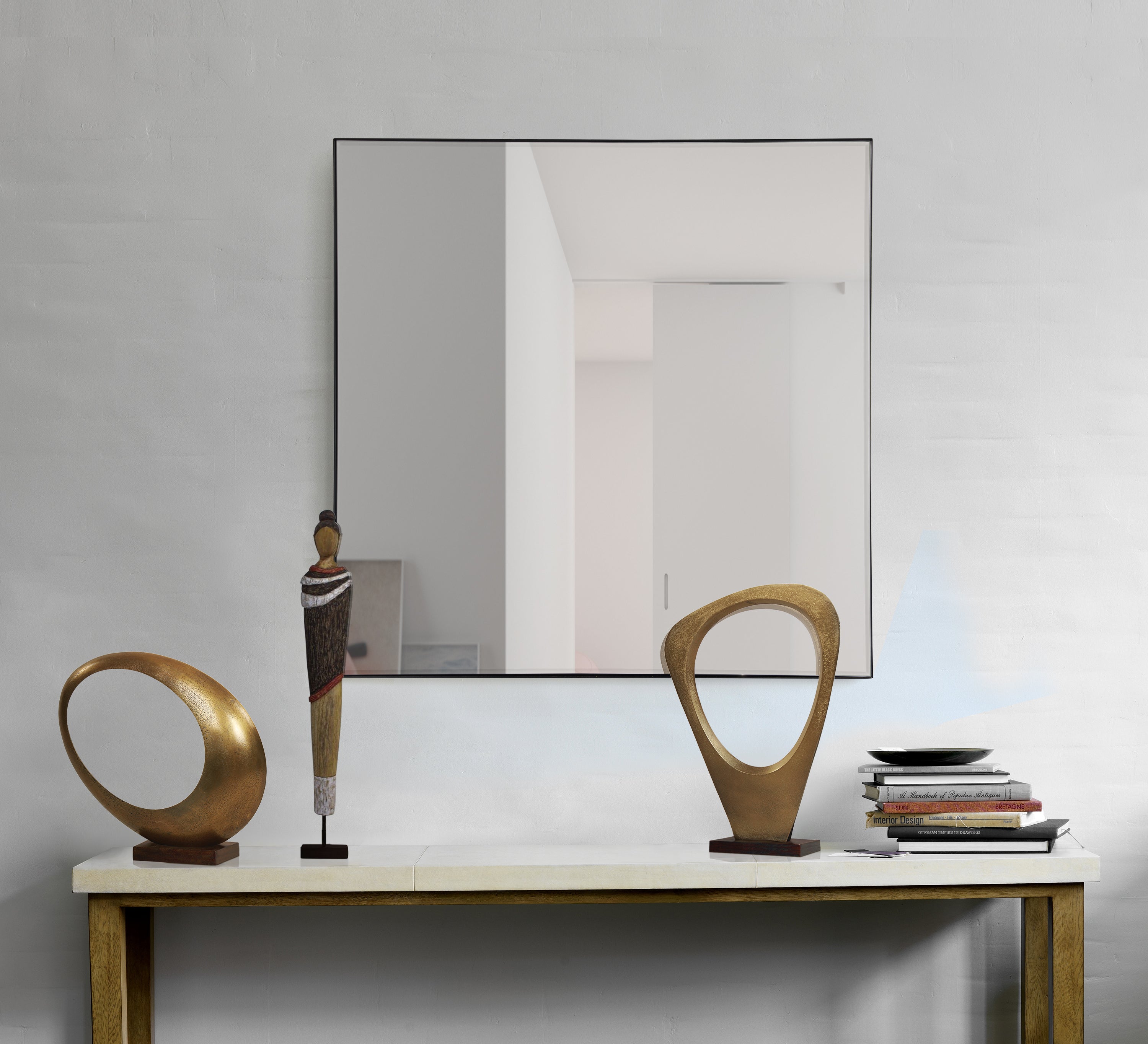 Greer Wall 35.5" Tall Square Wall Mirror, Black - Lifestyle Image - MT2097