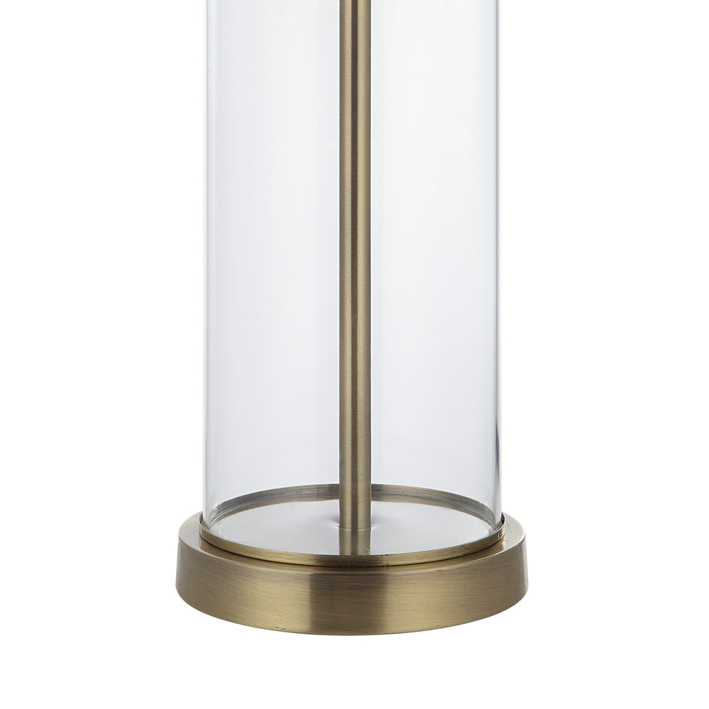 Saco 28" Tall Satin Brass Glass Table Lamp with Drum Linen Shade (Set of 2) - Detail Image - LPT1264-SET2