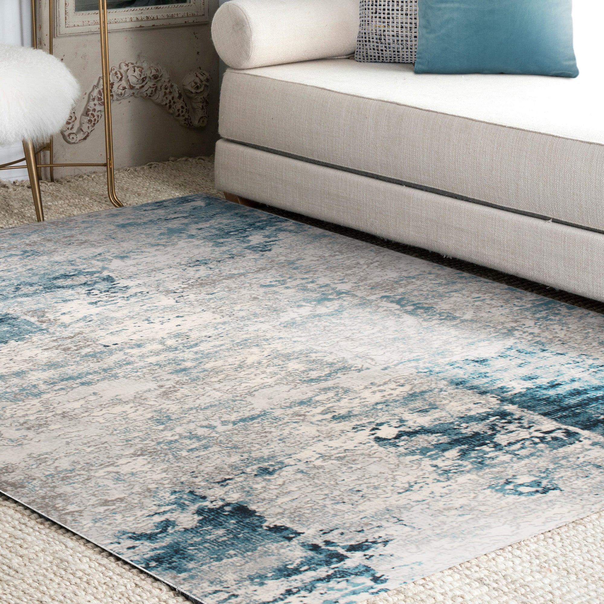 Ariella 5'3x 7'3 Power loomed Indoor Rug, Blue - Lifestyle Image - RARI-18603-58