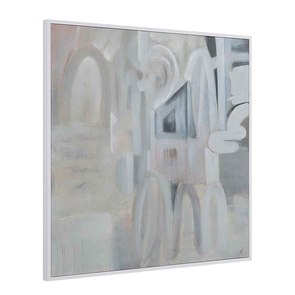 Palazzo 48" Wide Canvas Art with Wood Frame, Painted White - Angle Image - OL2165