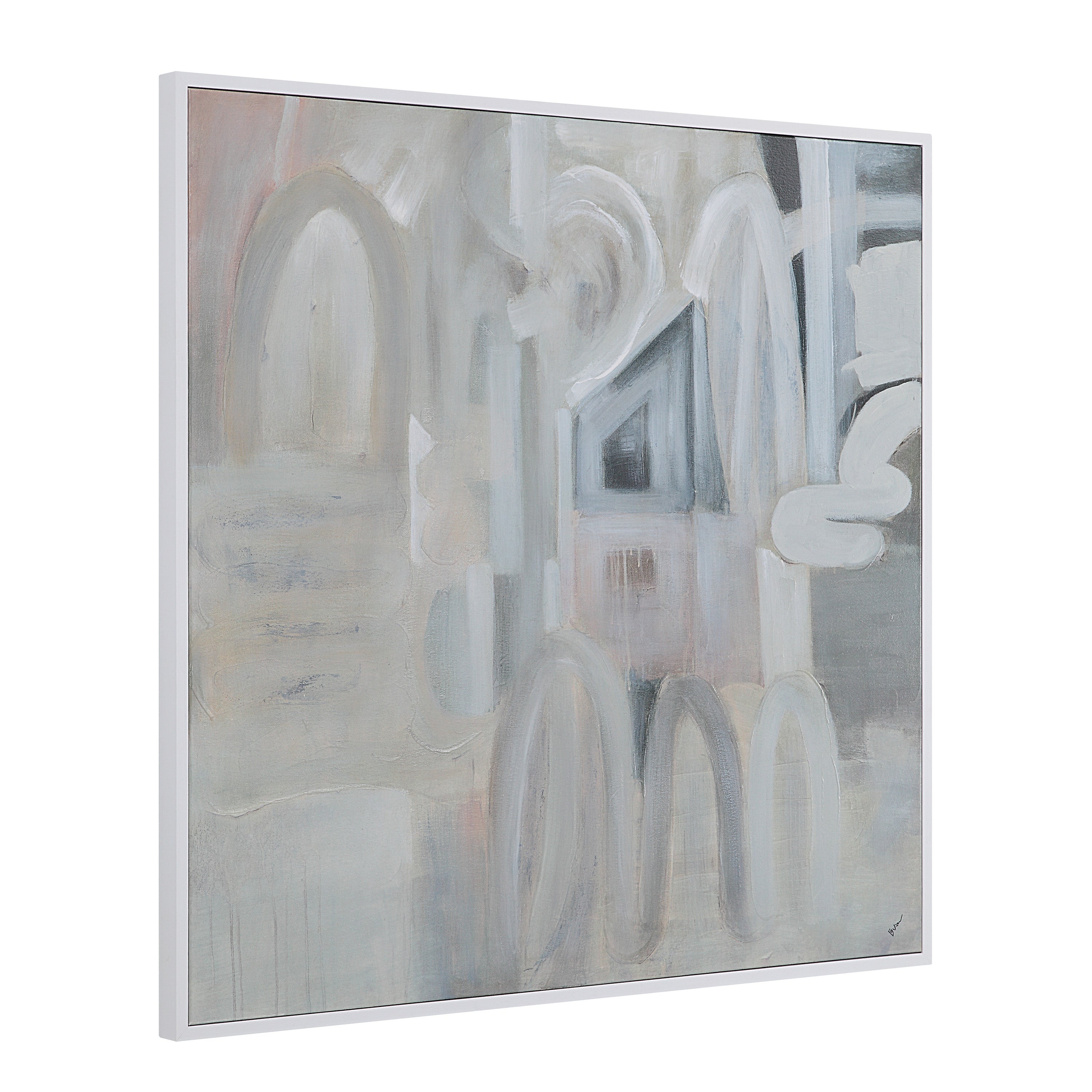 Palazzo 48" Wide Canvas Art with Wood Frame, Painted White - Angle Image - OL2165