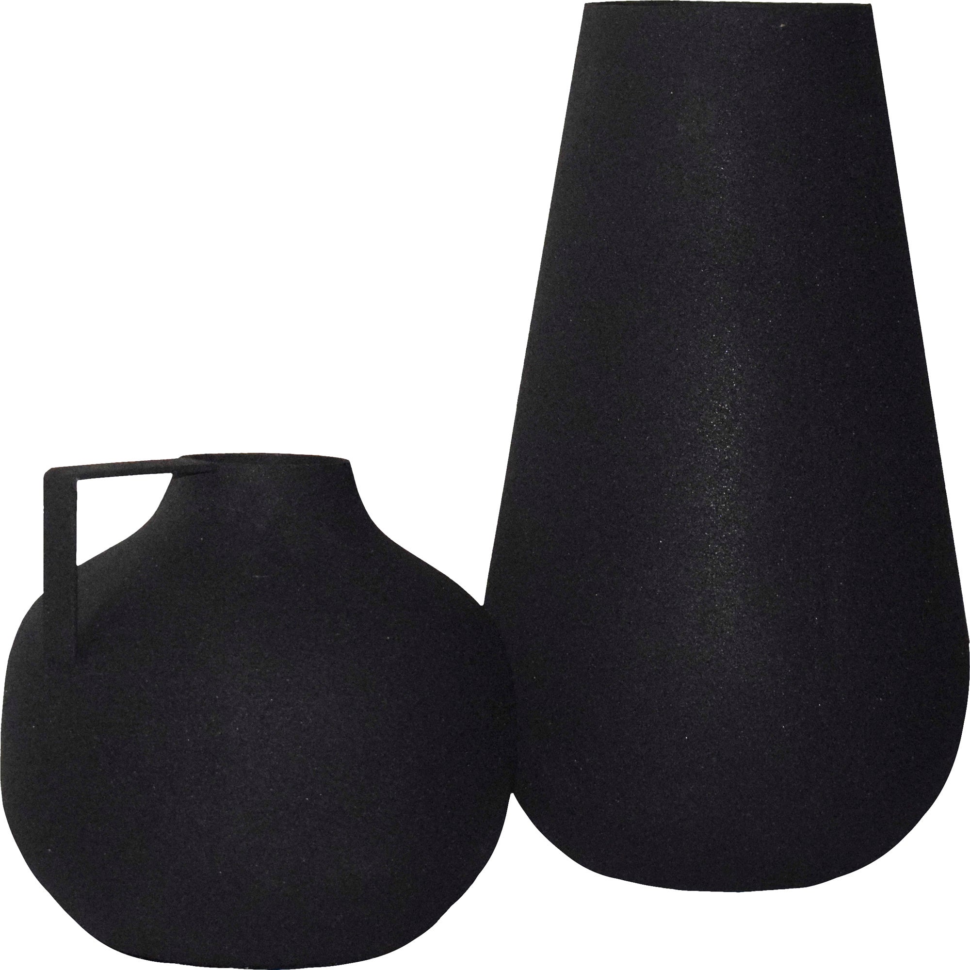 Roove Indoor Iron Vase, Matte Black - Angle Image - VAS197