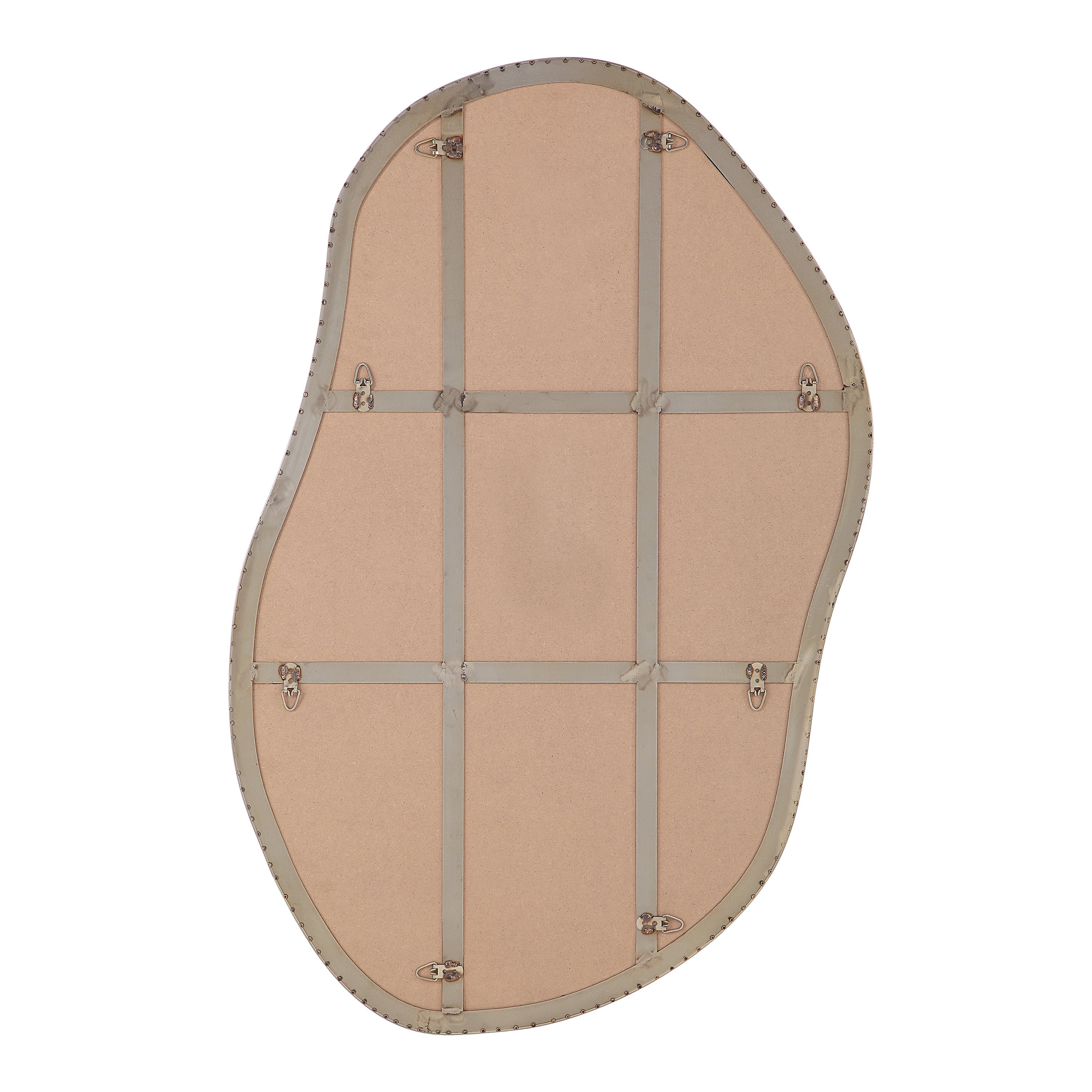 Noria 45" Tall Irregular Rectangular Oval Mirror, Burnished Brass - Backing Image - MT2607