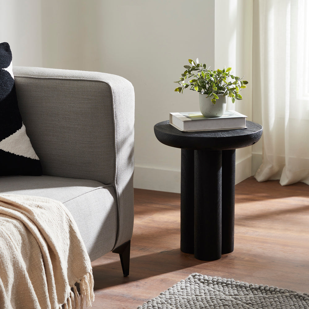 Quintin Indoor Mango Wood Side Table, Black - Lifestyle Image - TA507