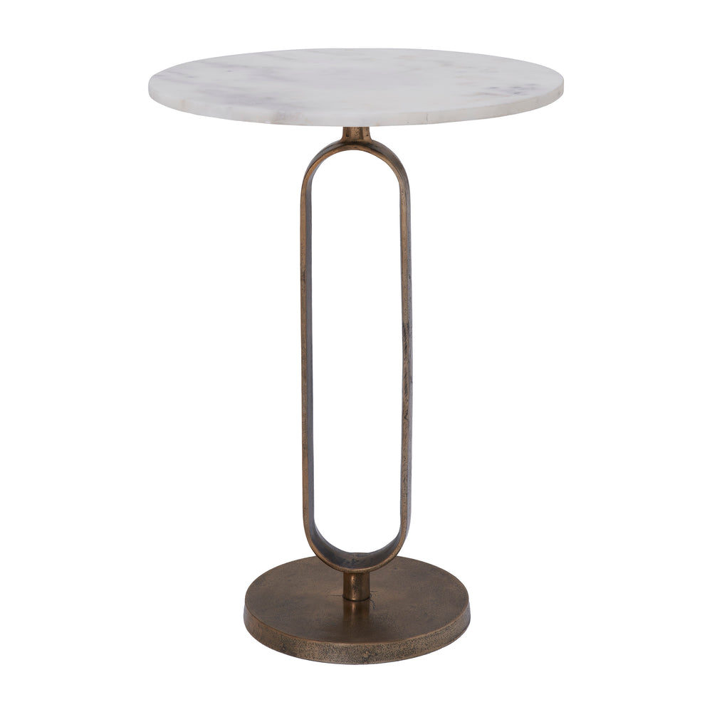 Irene Indoor Cast Aluminum Side Table, Antique Brass - Additional Image 6 - TA473