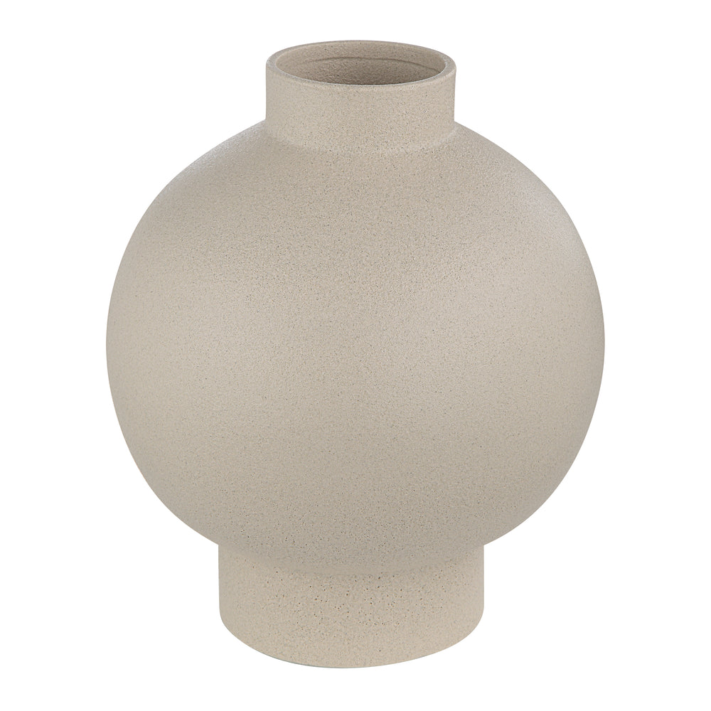 Lamoureux Indoor Ceramic Vase, Textured Matte Ivory - Angle Image - VAS259