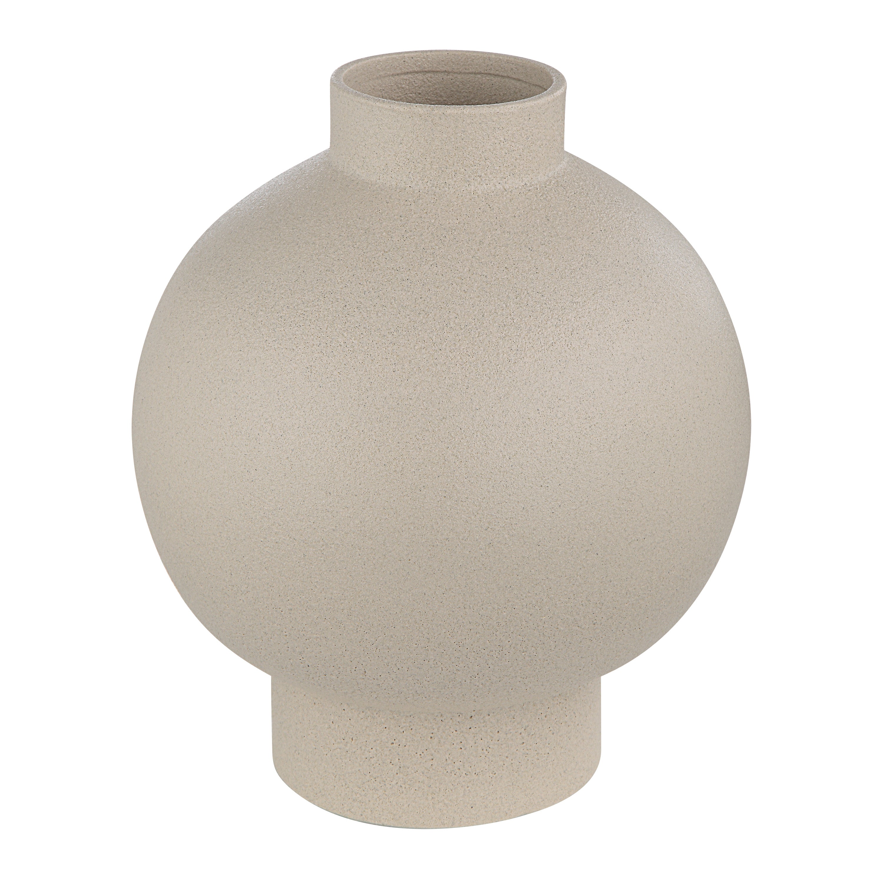 Lamoureux Indoor Ceramic Vase, Textured Matte Ivory - Angle Image - VAS259