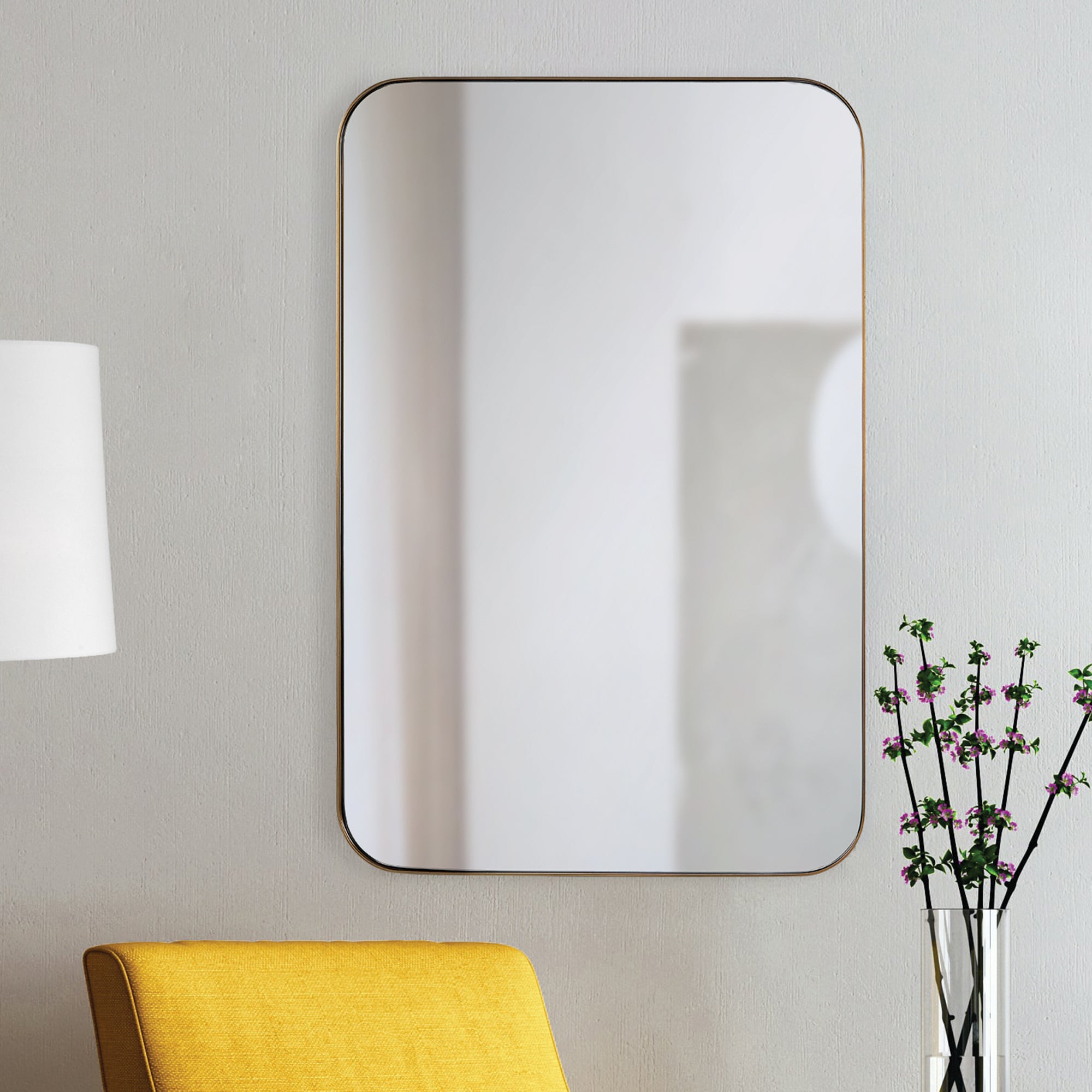 Edwin 36" Tall Rectangle Wall Mirror, Yellow - Lifestyle Image - MT2416