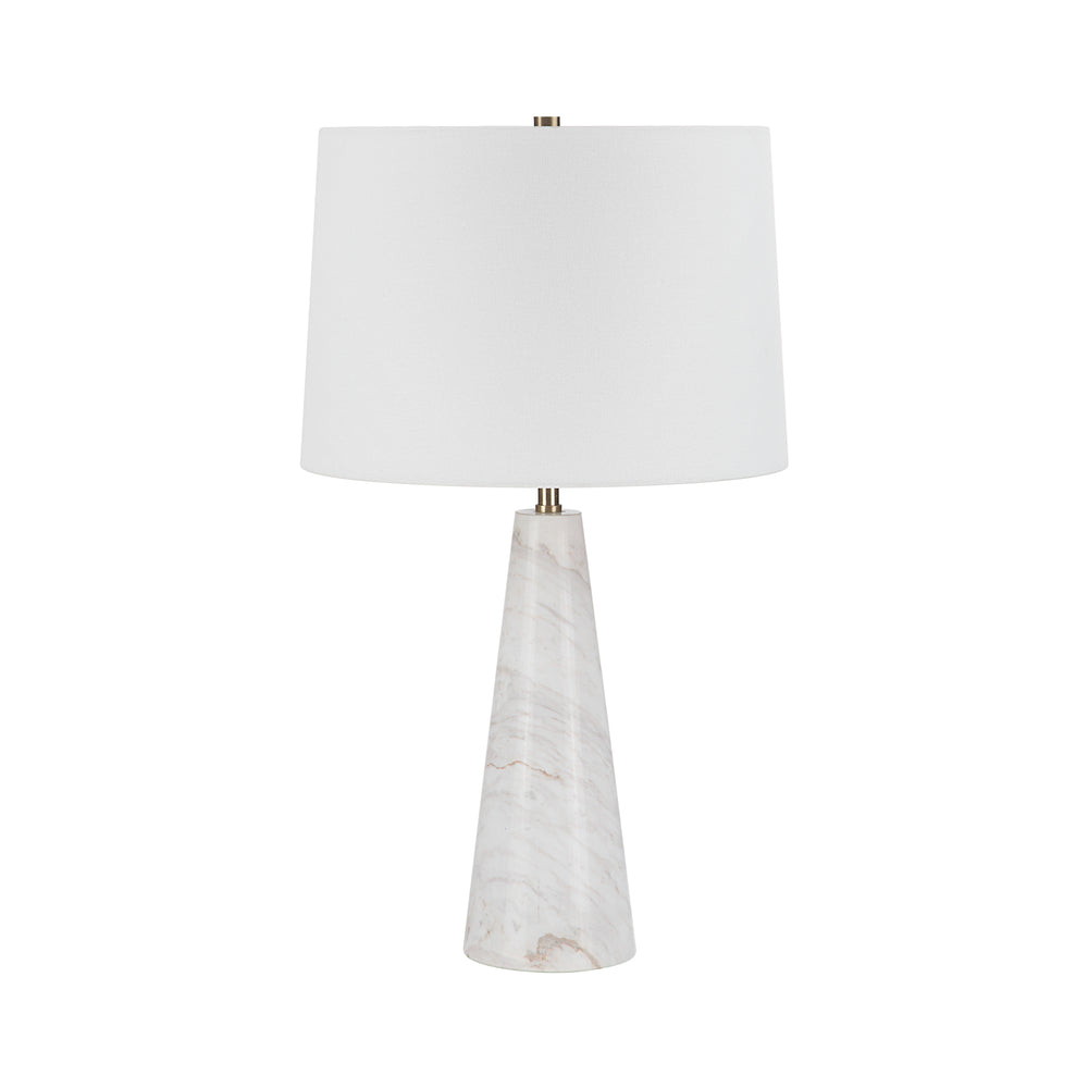 Vevey 25" Tall Plated Antique Brushed Brass Iron Table Lamp with Tapered Linen Shade - Main Image - LPT1260