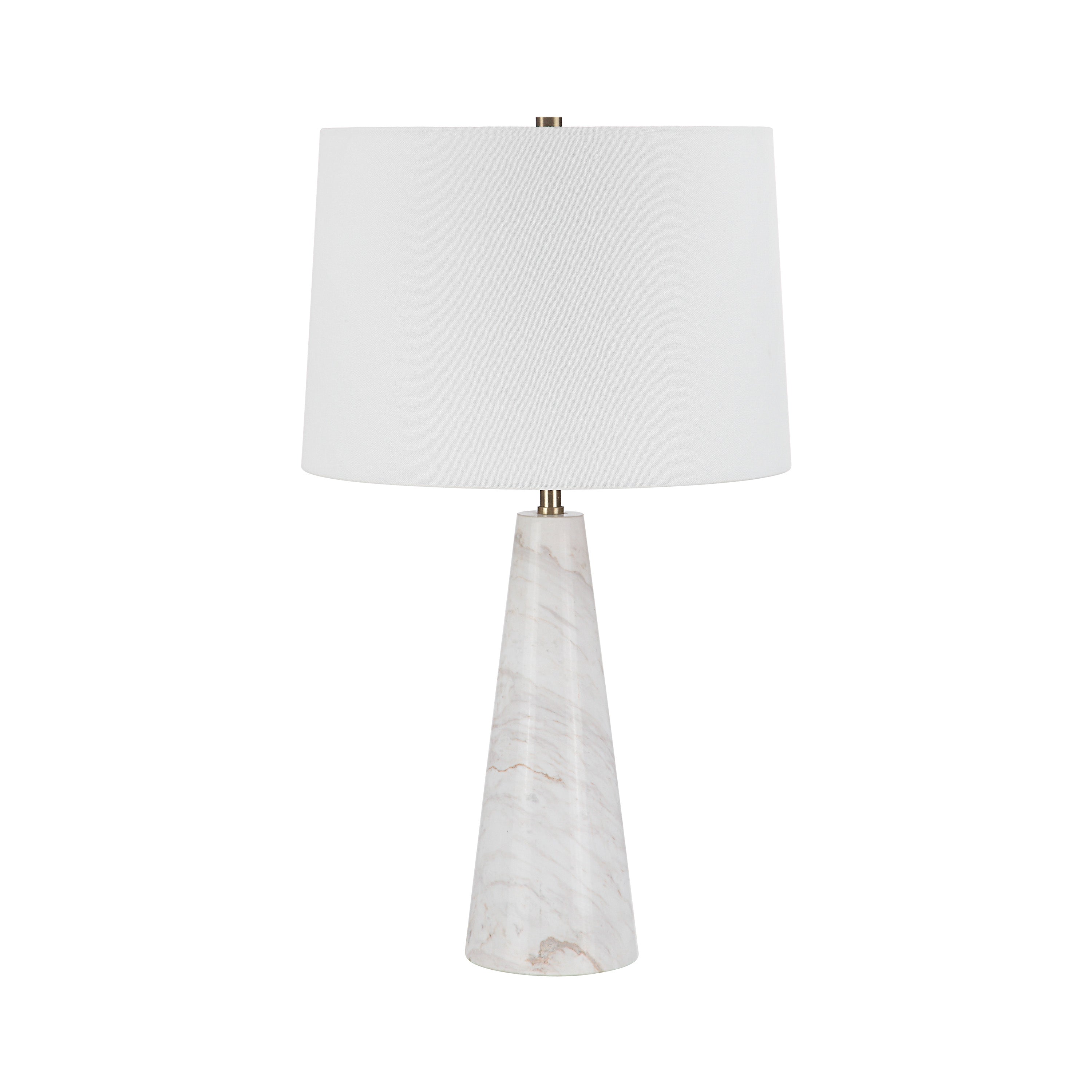 Vevey 25" Tall Plated Antique Brushed Brass Iron Table Lamp with Tapered Linen Shade - Main Image - LPT1260