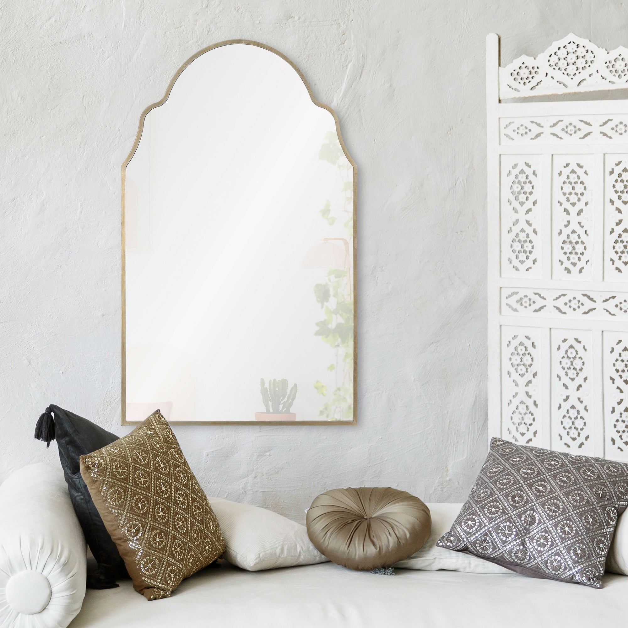 Natasha 42" Tall Irregular Wall Mirror, Grey - Additional Image 3 - MT2364