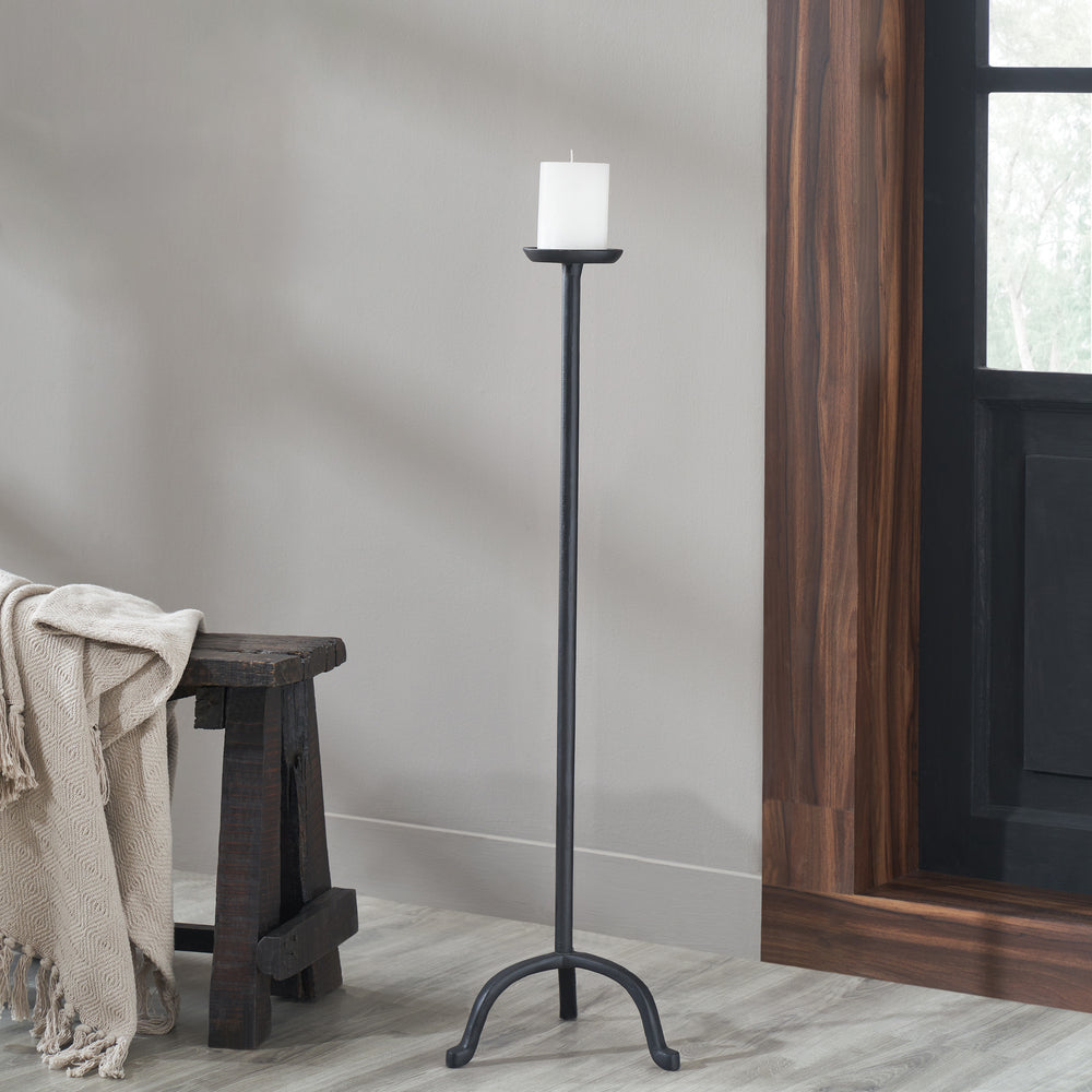 Anika Candle Holder, Matte Black - Lifestyle Image - CAN189