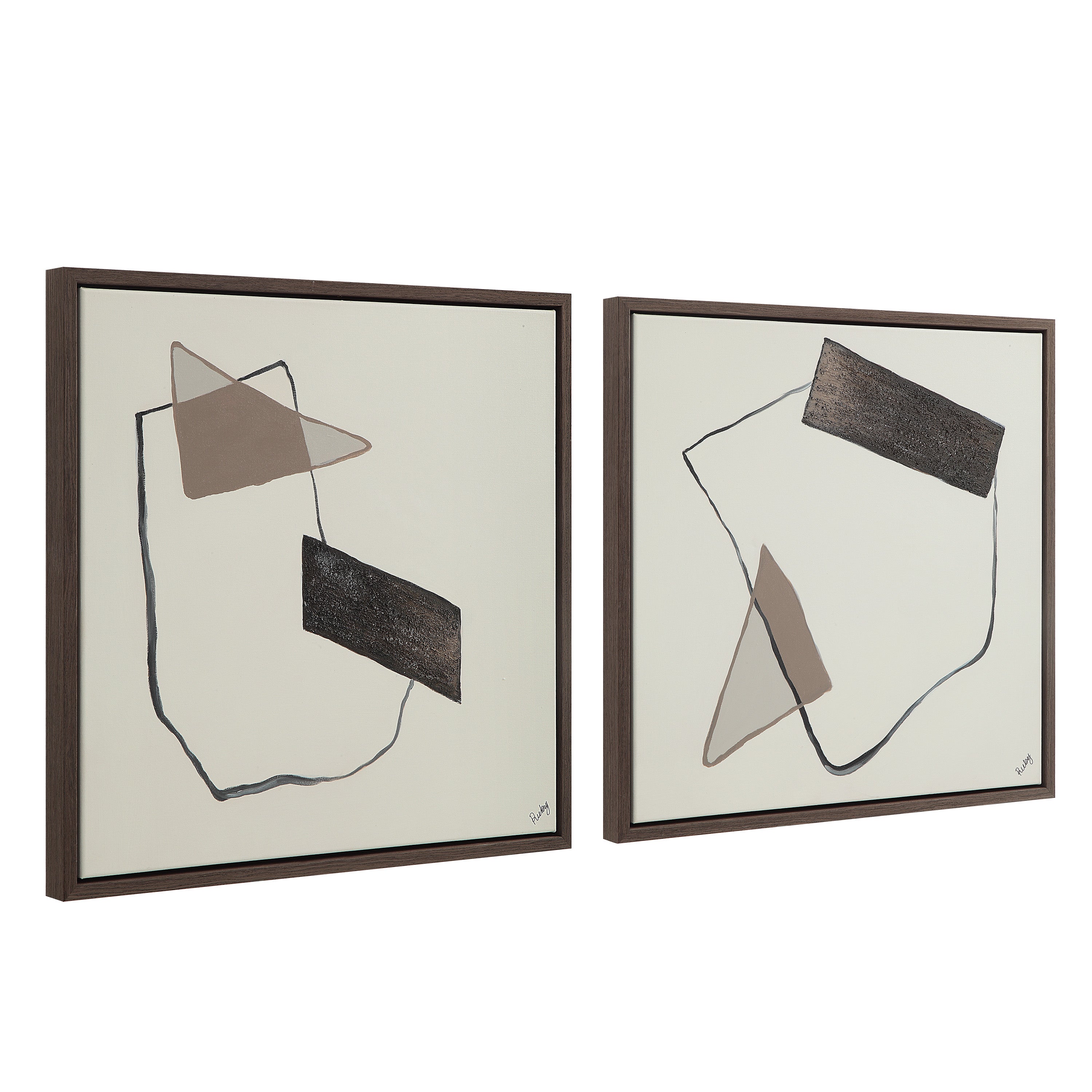 Lacadie 30.1" Wide Canvas Art with Wood Frame, Dark Brown - Angle Image - OL2142
