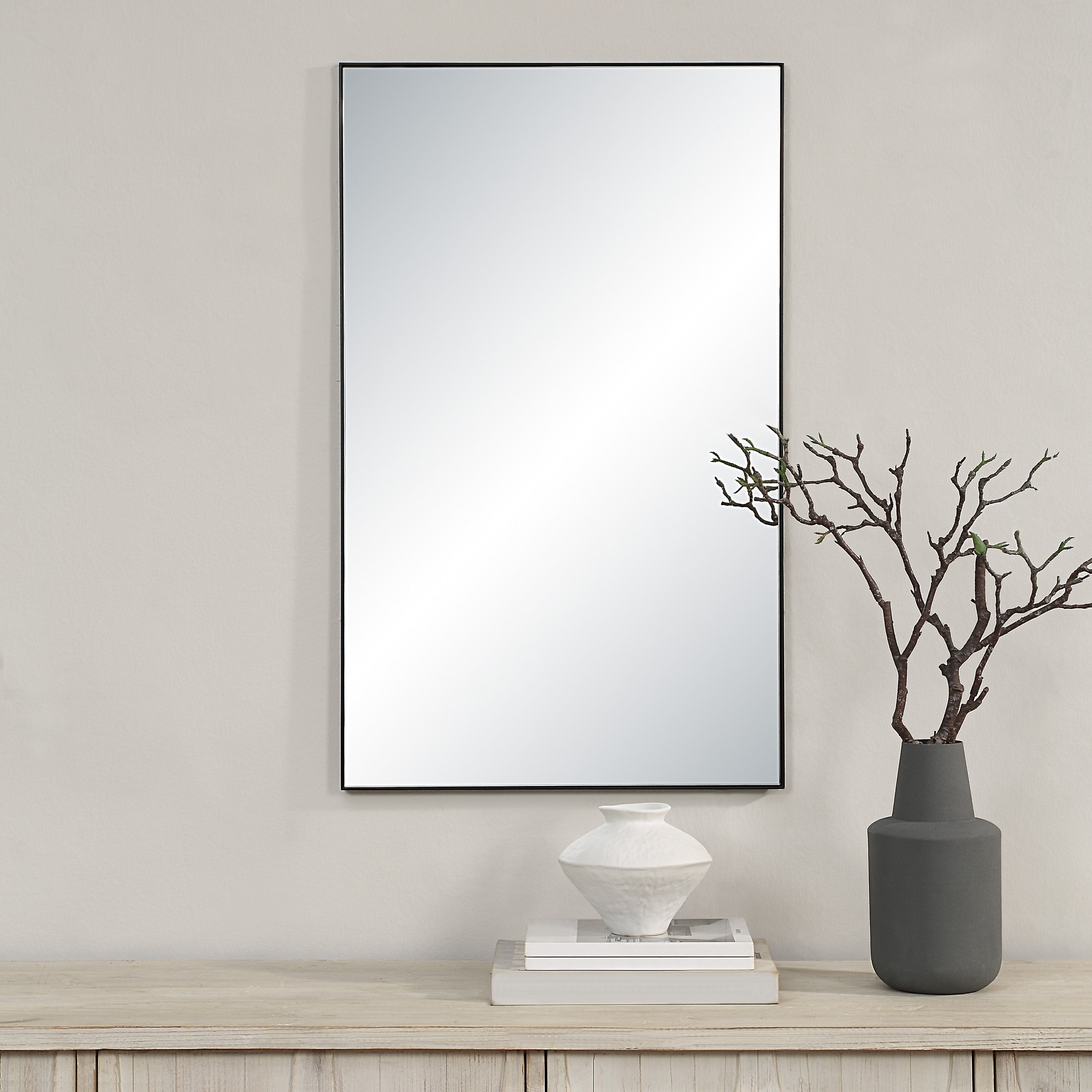 Loutro 36" H x 22" W Wall Mirror, Black - Lifestyle Image - MT2699