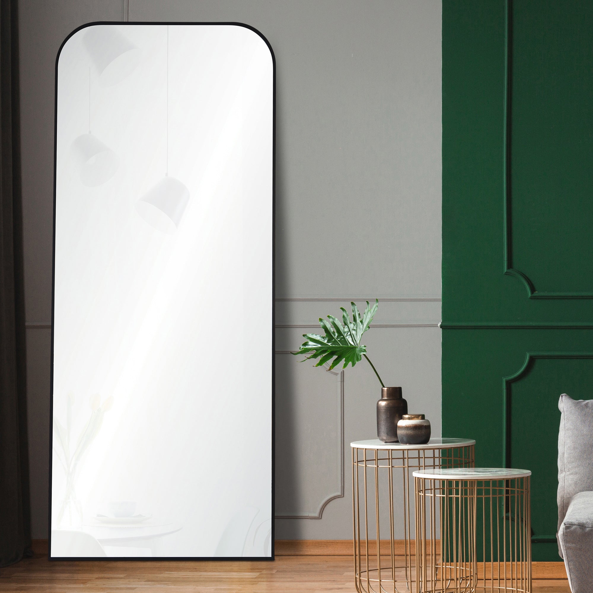 Mandret 72" Tall Irregular Full Length Mirror, Black - Additional Image 3 - MT2381